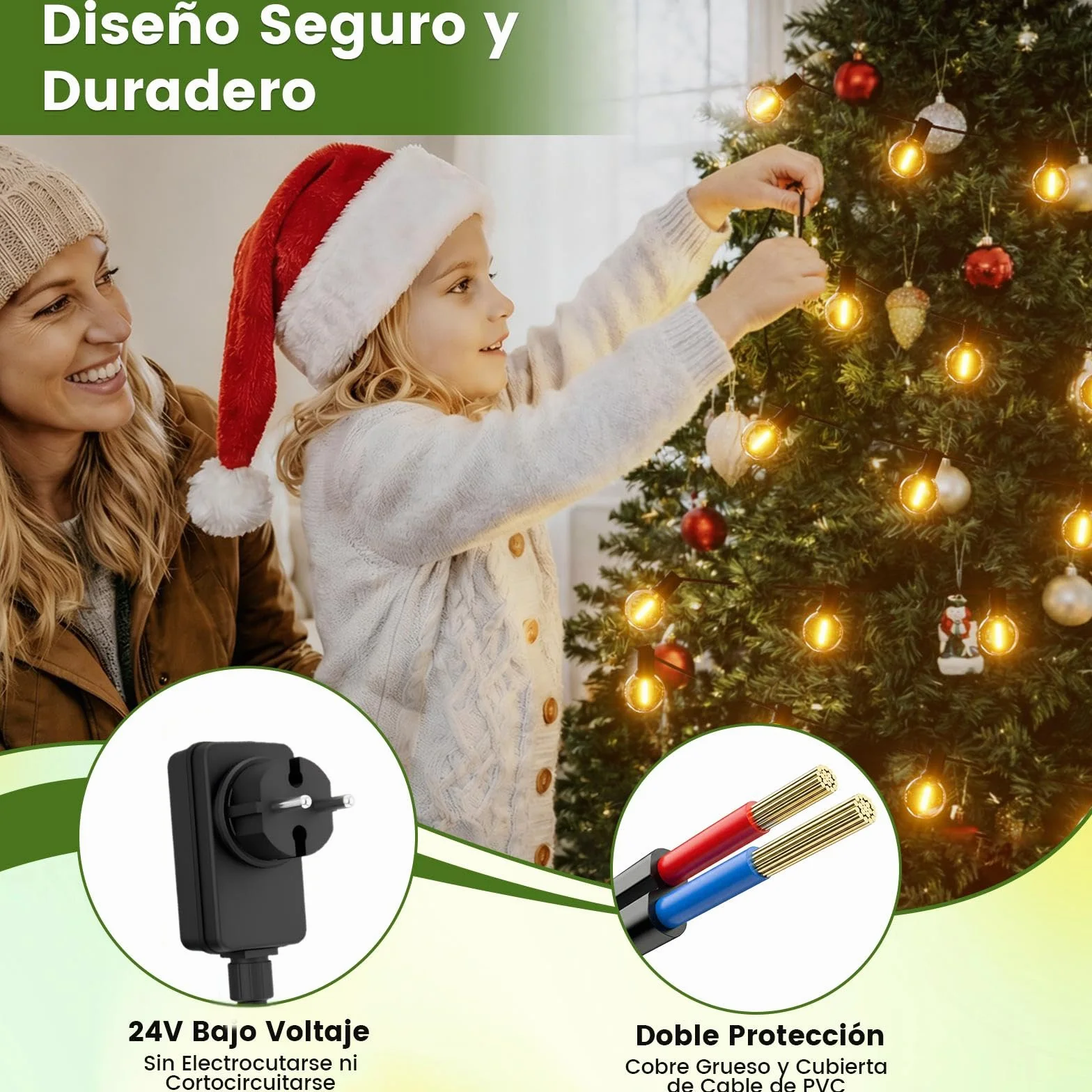 Yuusei Guirnalda Luces LED Exterior 40MX2 Mando Distancia IP45 2700K Blanco Cálido G40 Irrompibles 80M