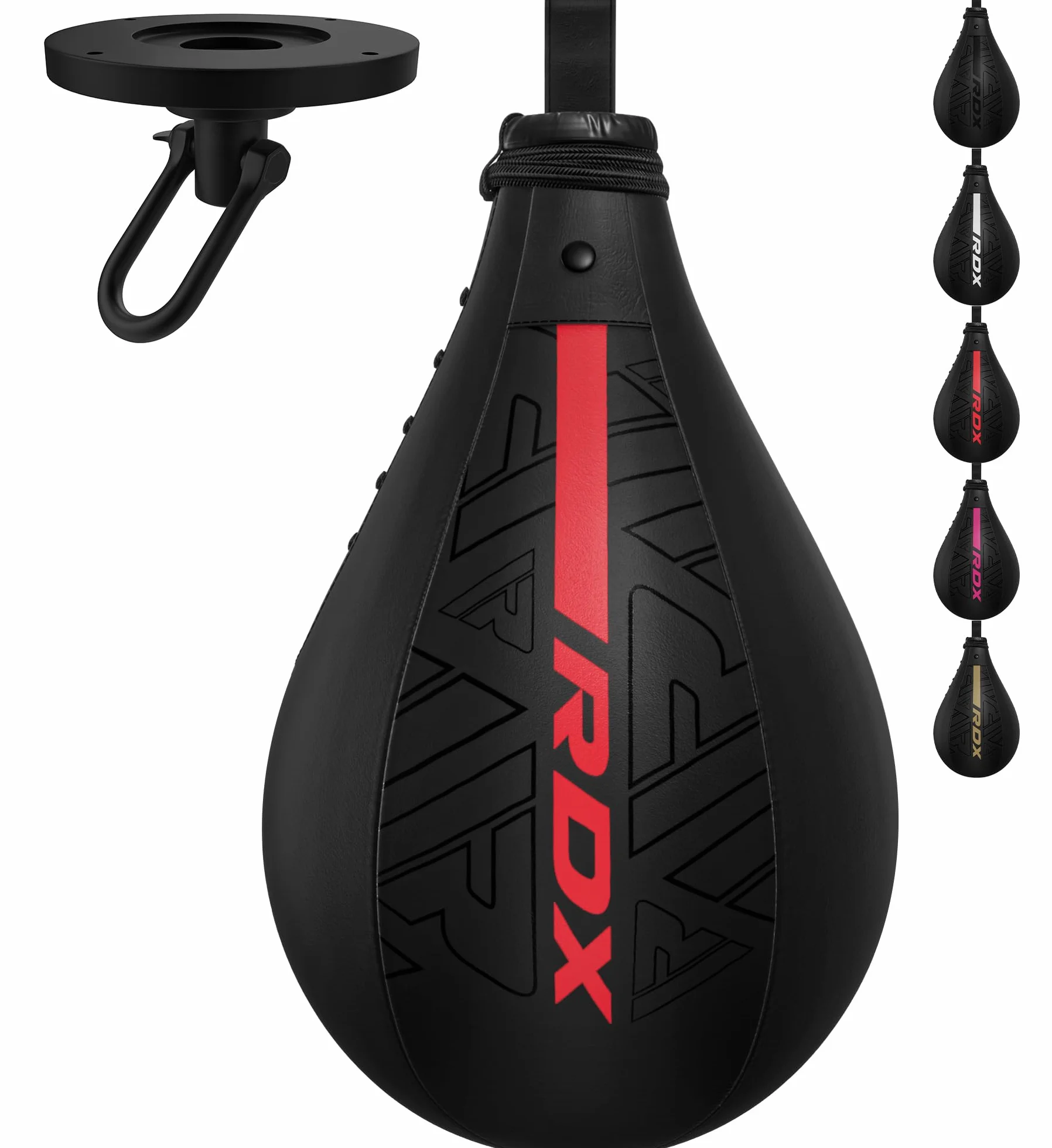 RDX Pera de Boxeo con Giratorio, Cuero Maya Hide, Bolsa de Velocidad MMA con Vejiga Extra, Saco de Velocidad Rapida para Kick Boxing Gimnasio Saco de Boxeo Fitness Gimnasio Combat Sport Set