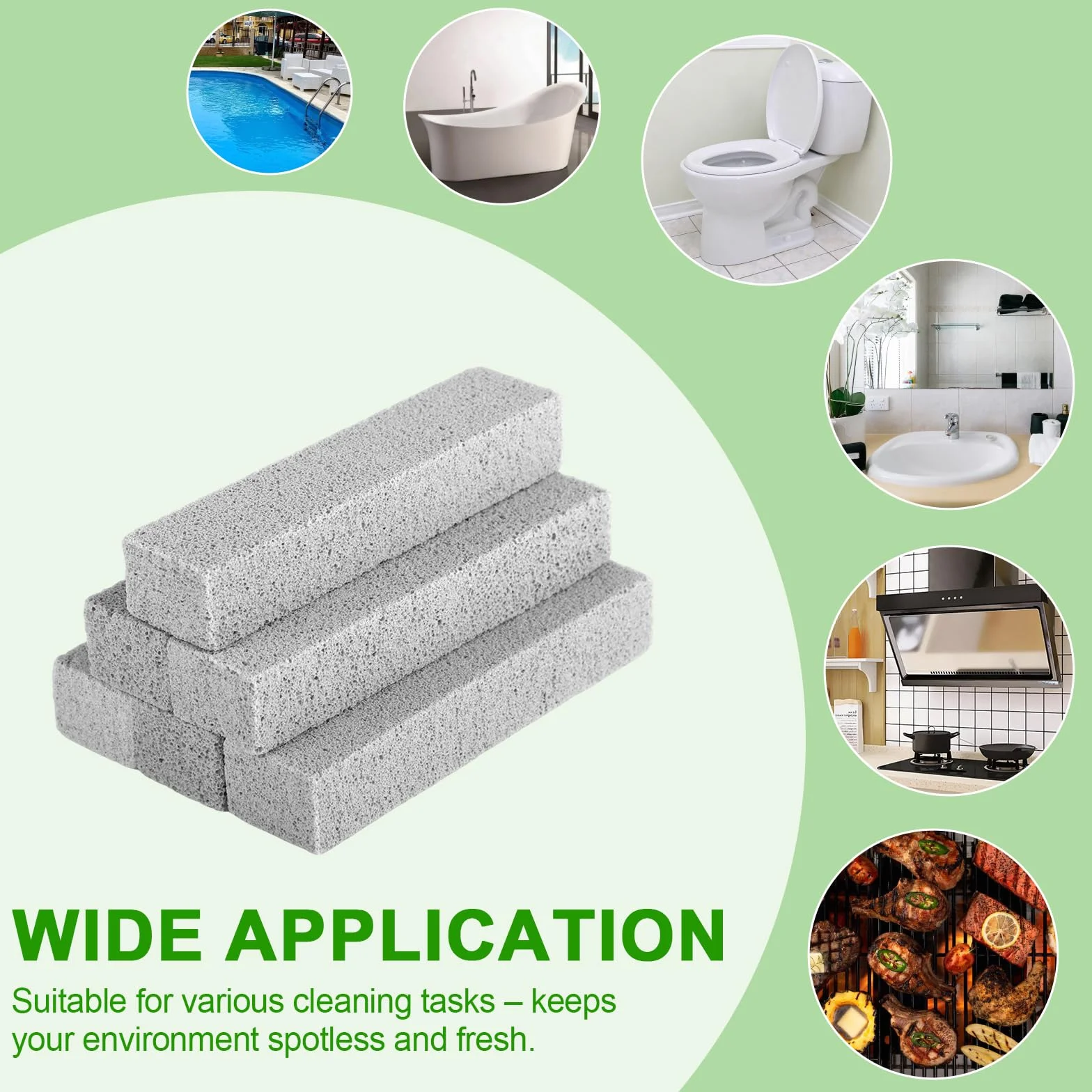 Pack de 6 Piedra Pómez Extra Fuerte para Pies, Limpieza Baño, WC, Azulejos y Parrilla