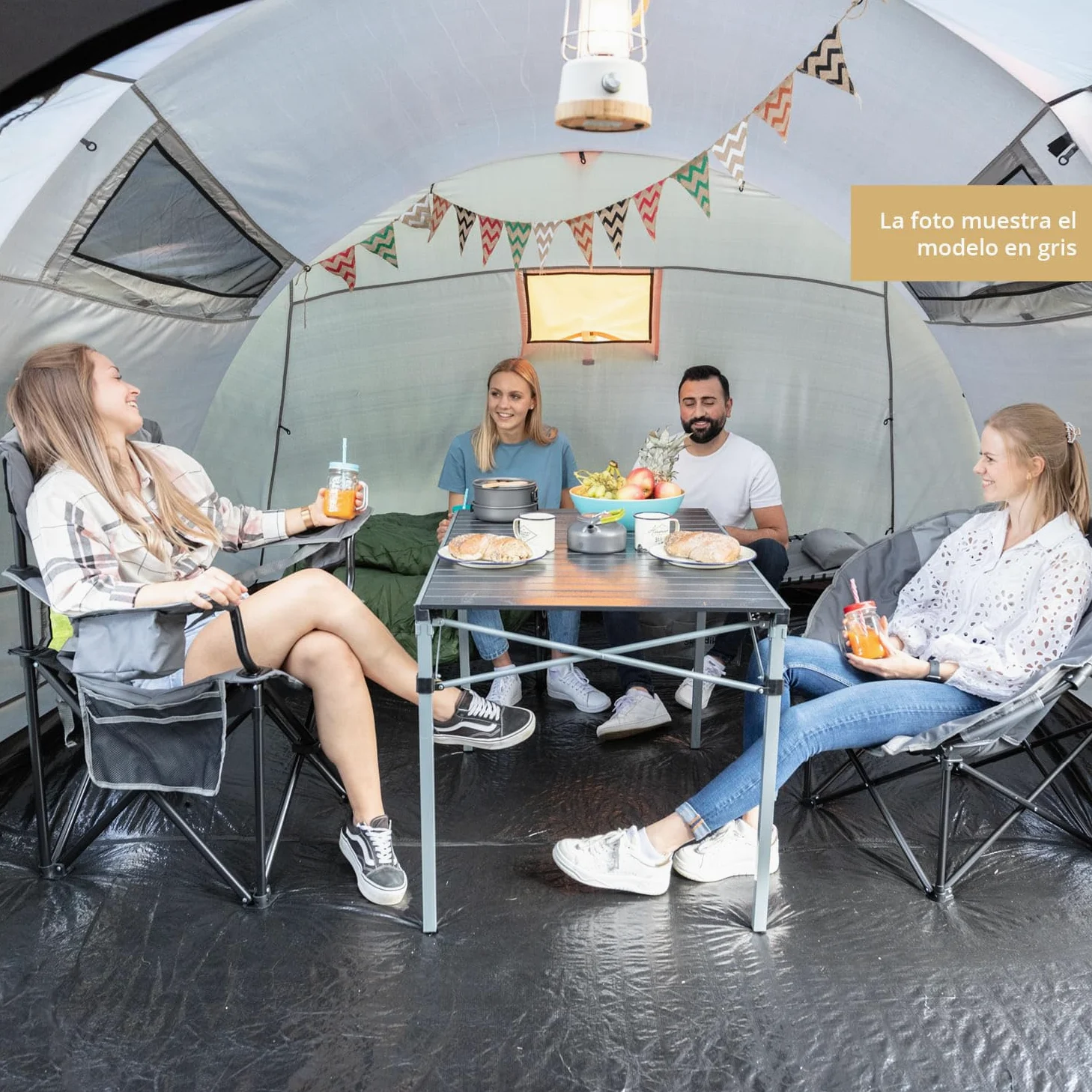 skandika Relax Comfort Silla de Camping - cómoda, Plegable y con portabebidas - máx. Peso Usuario de 150 kg - Bolsa de Transporte (Verde/Gris)