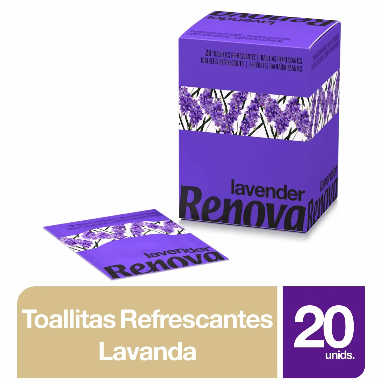 Renova Toallitas Refrescantes De Lavanda - 20 Toallitas