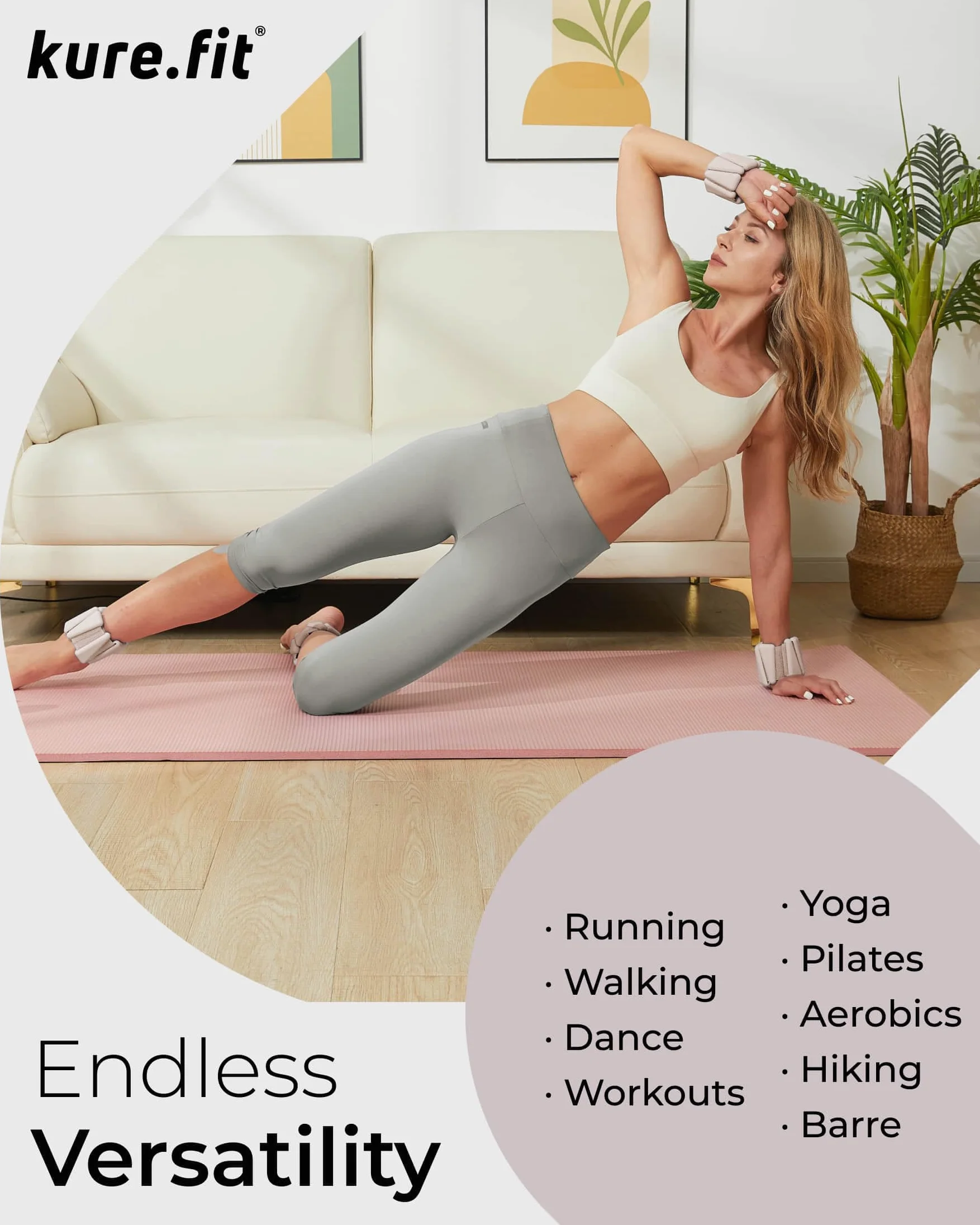 Brazaletes con peso, pesas ajustables para muñeca y tobillo para mujer, 2 libras cada una (juego de 2), pesas de tobillo para yoga, pilates y caminar, pesas de piernas y brazos para hombres