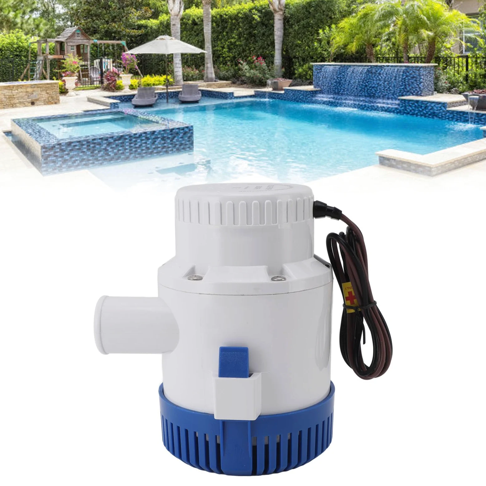 TOPINCN Bomba de Achique Sumergible Automática de 3000 GPH para Fontanería Marina, Bomba de Agua Sumergible Electrónica, Resistente Al Agua, Silenciosa, Accesorios para Estanques, (24V)