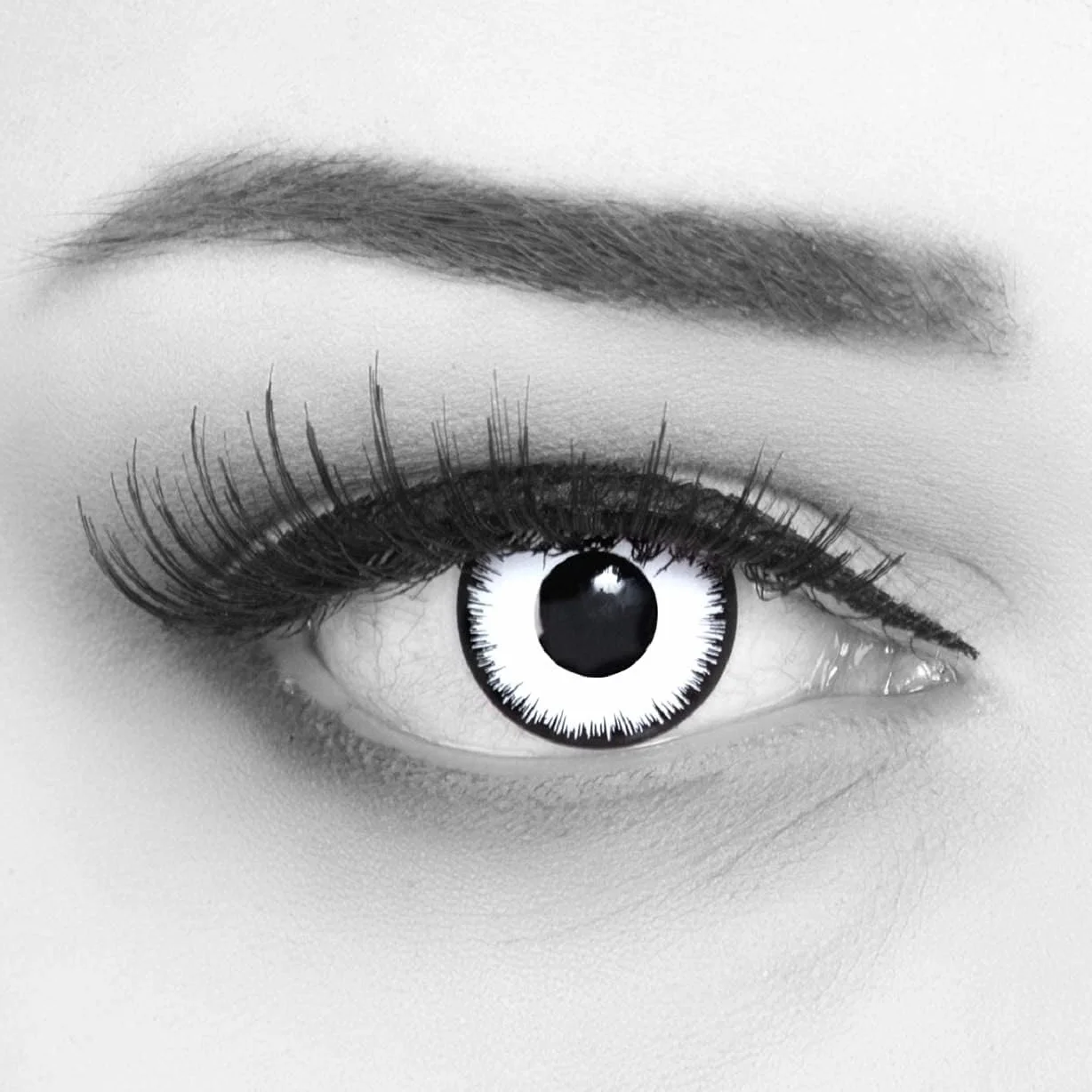 Lentillas de color blancas negro Lunatic 1 par sin graduación Halloween cosplay