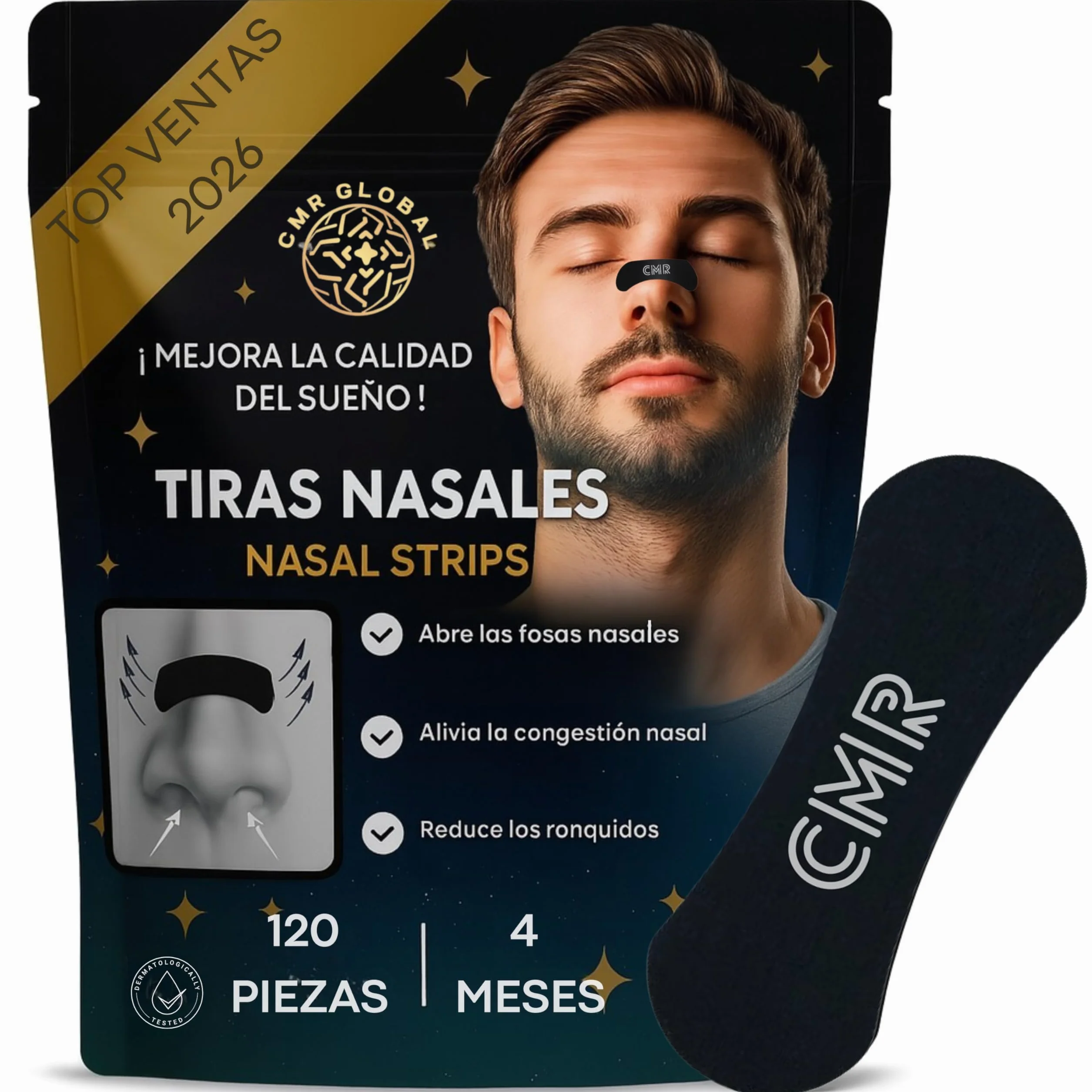 Tiras Nasales Deportivas Antironquidos Premium 120 Unidades - Alivia Congestión Nasal