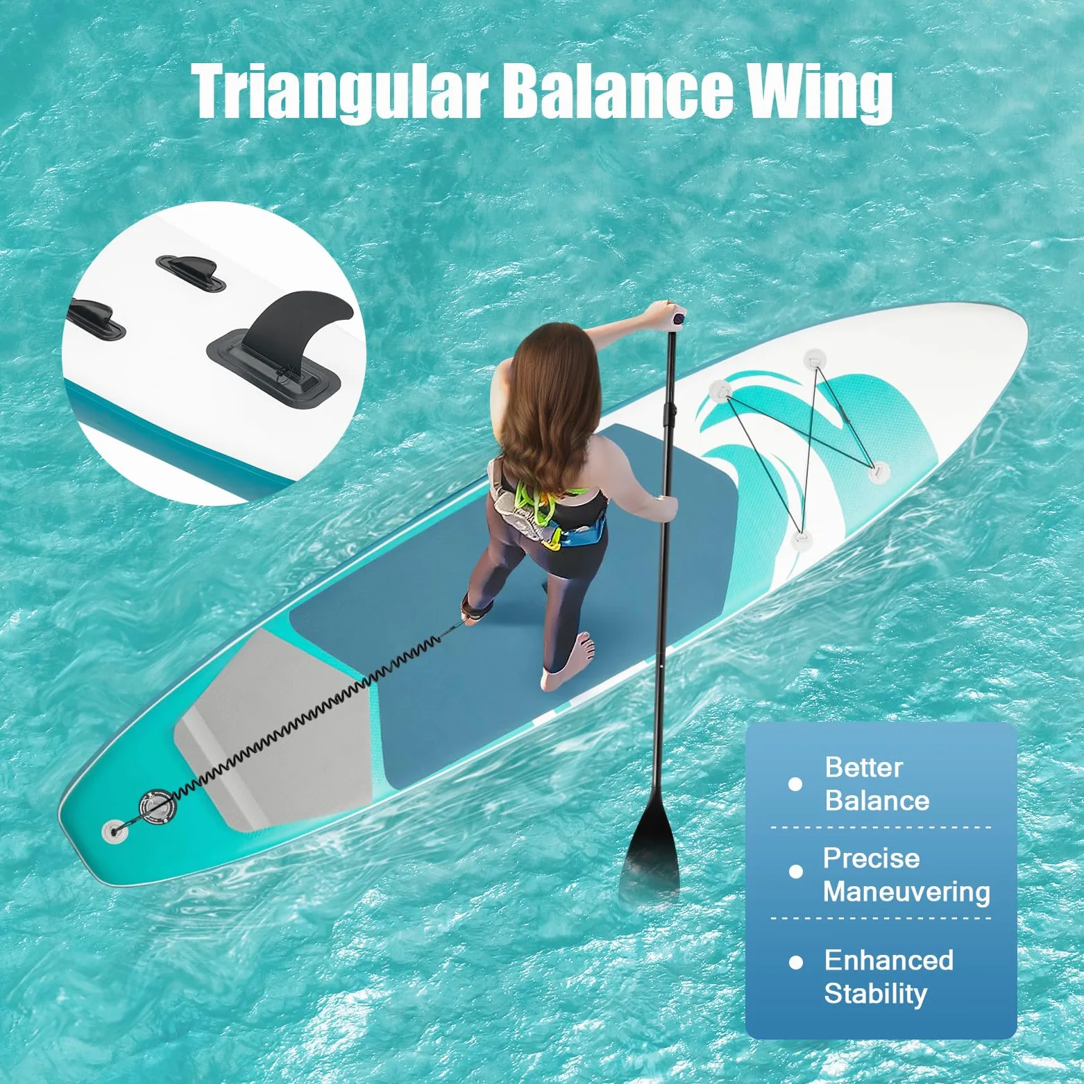 Tabla de surf hinchable de pie para remo, juego de tabla de surf para remo, adecuada para adultos y jóvenes, incluye remo, bomba, mochila, leash, hasta 150 kg