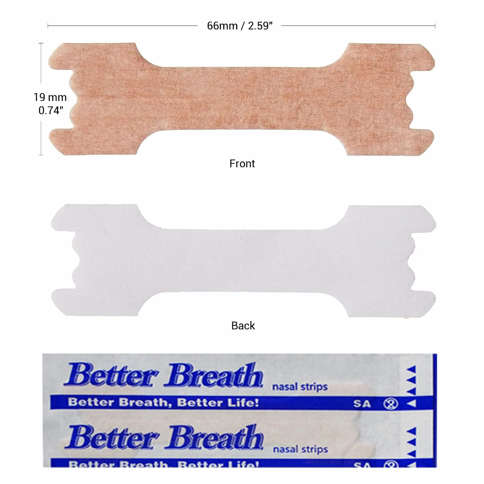 60 Pcs Tiras Nasales Antironquidos, Nasal Strips Deportivas, Talla L 66x19mm