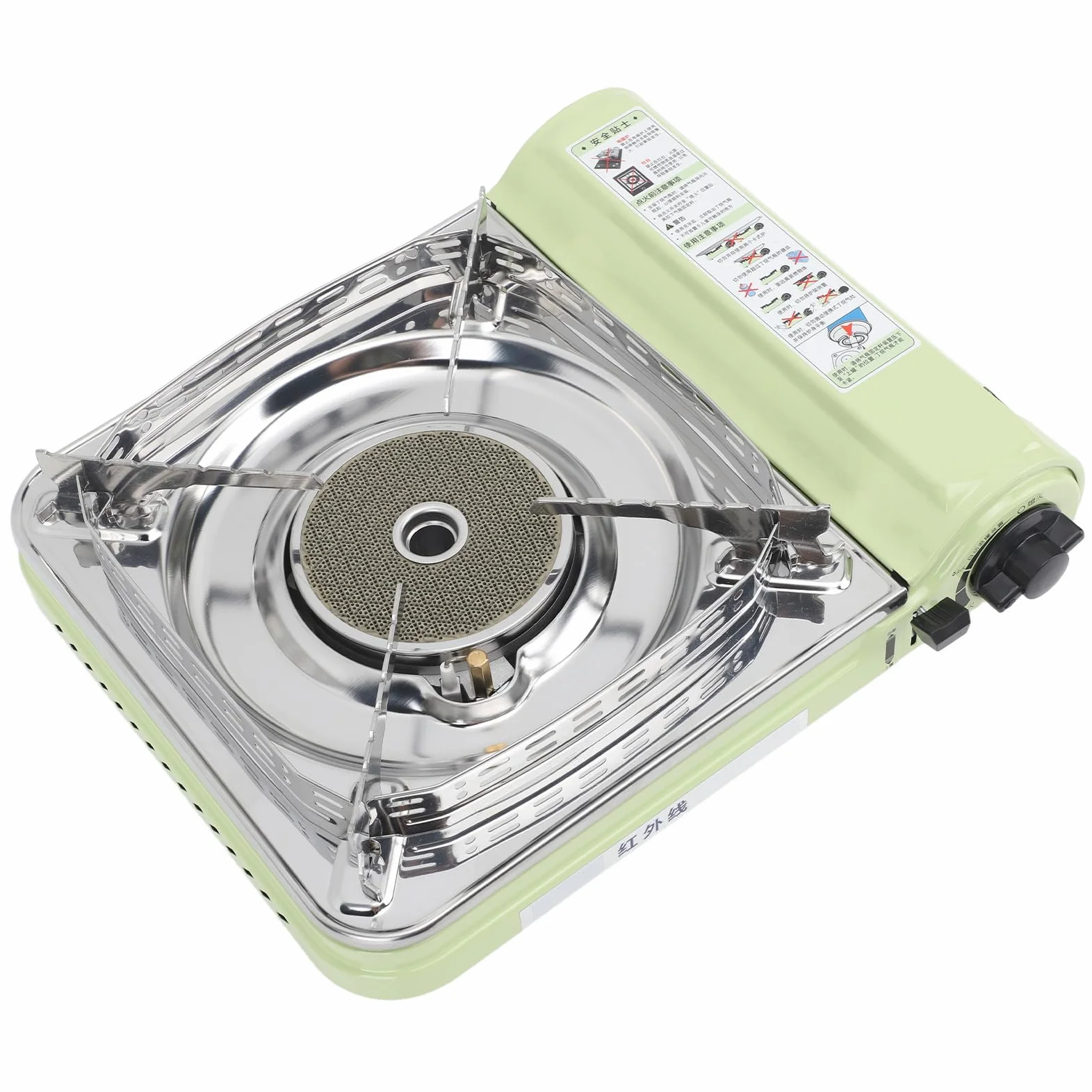 CHICIRIS Estufa de Gas Infrarroja Portátil Estufa de Gas de Acero Inoxidable con Encendido Automático Deflector de Viento Estuche de Transporte para Acampar Picnic BBQ Viajes por Carretera