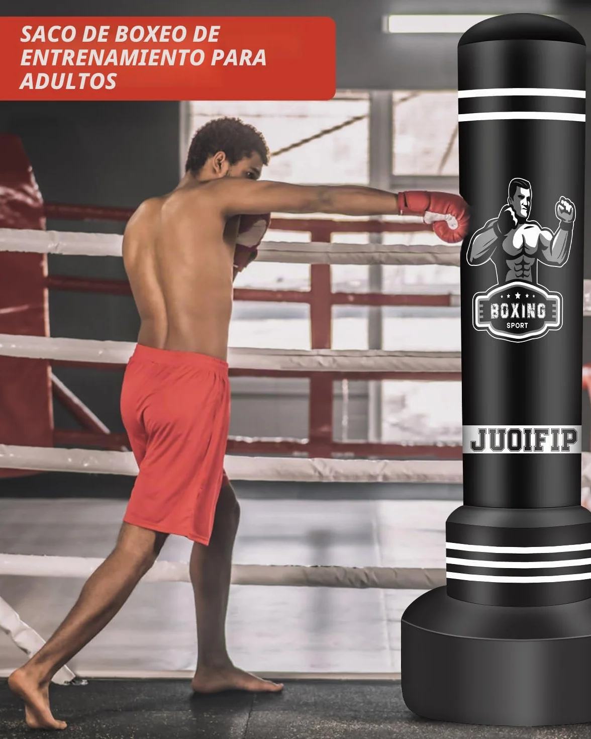 NZQXJXZ 175cm Pesado Saco de Boxeo Adultos, Freestanding Saco de Boxeo Inflable Kickboxing Bolsa para Entrenamiento MMA Muay Thai Fitness