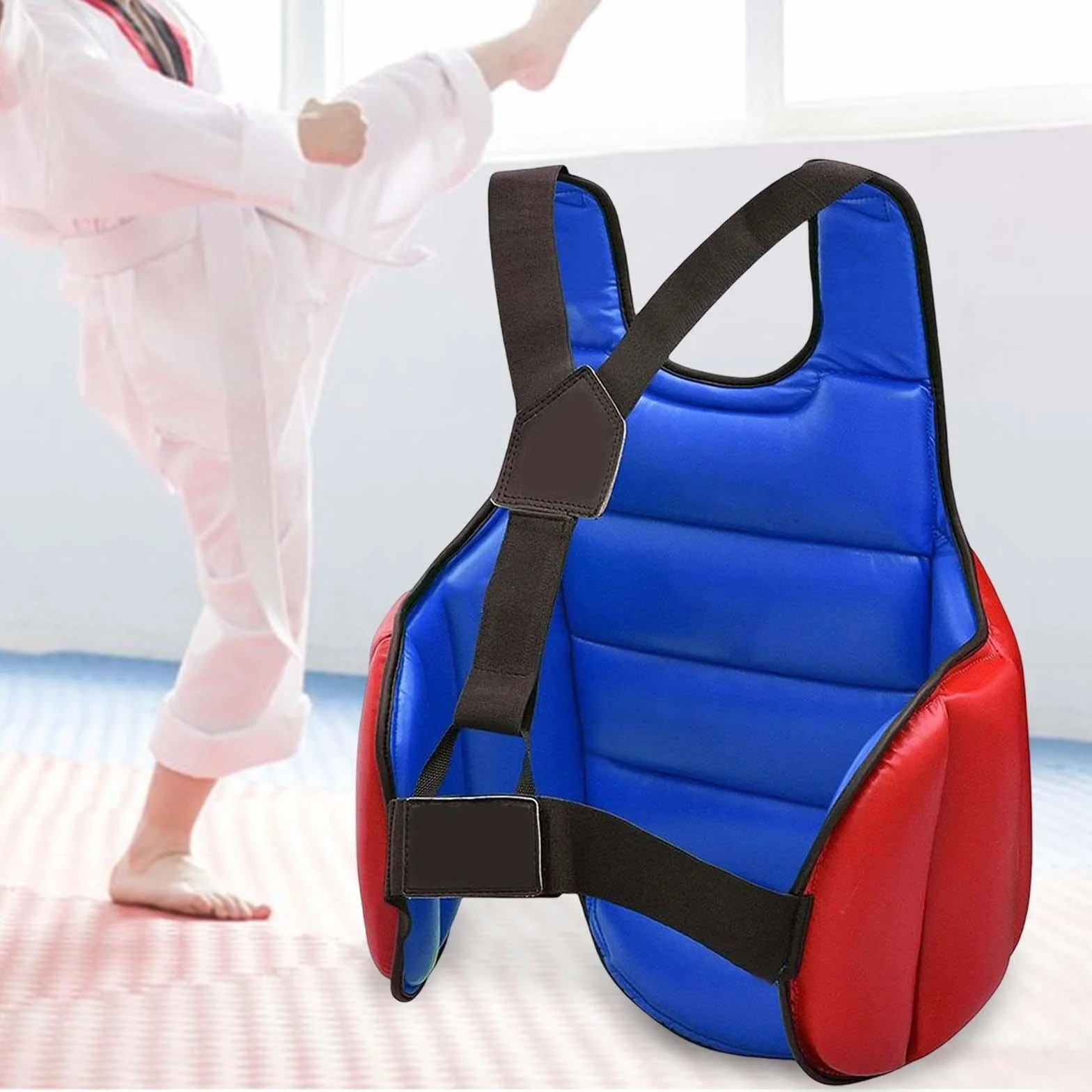 F Fityle Chaleco Protector de Taekwondo, Escudo de Costilla Ajustable, Protector de Pecho de Karate