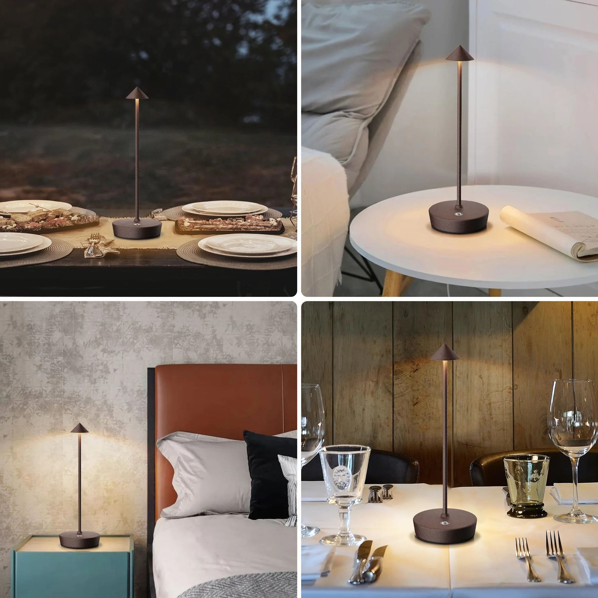 Lámpara de mesa inalámbrica LED recargable regulable 6000 mAh 3 modos de luz uso interior/exterior batería larga duración portátil USB-C lámpara de mesa (2X Color óxido)