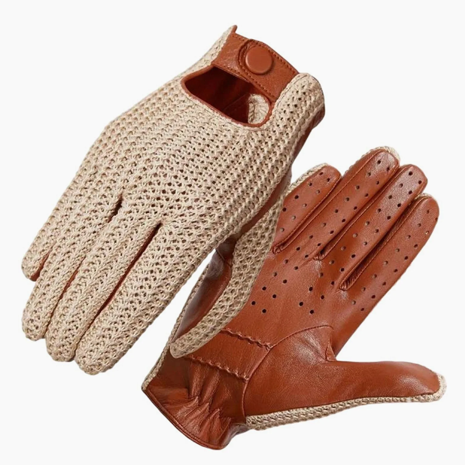 Guantes de conducción de cuero para hombre, con pantalla táctil, sin forro, guantes deportivos de equitación
