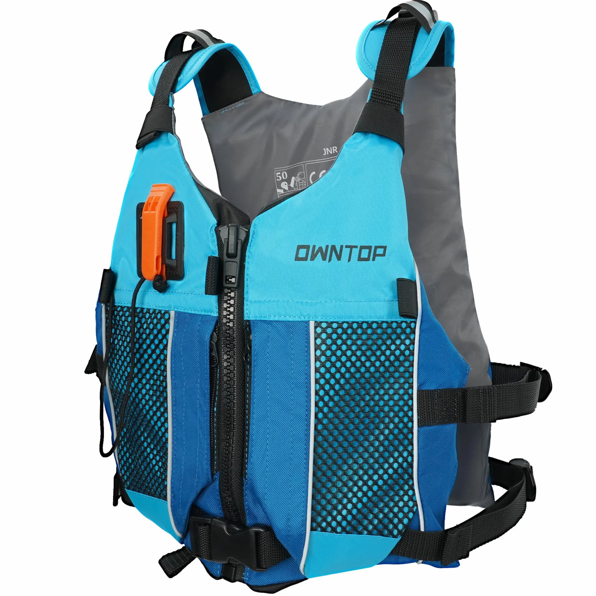 Owntop Chaleco de Ayuda a la Flotabilidad para Adultos y Adolescentes con Mochila de Hidratación, Silbato y Bolsillos