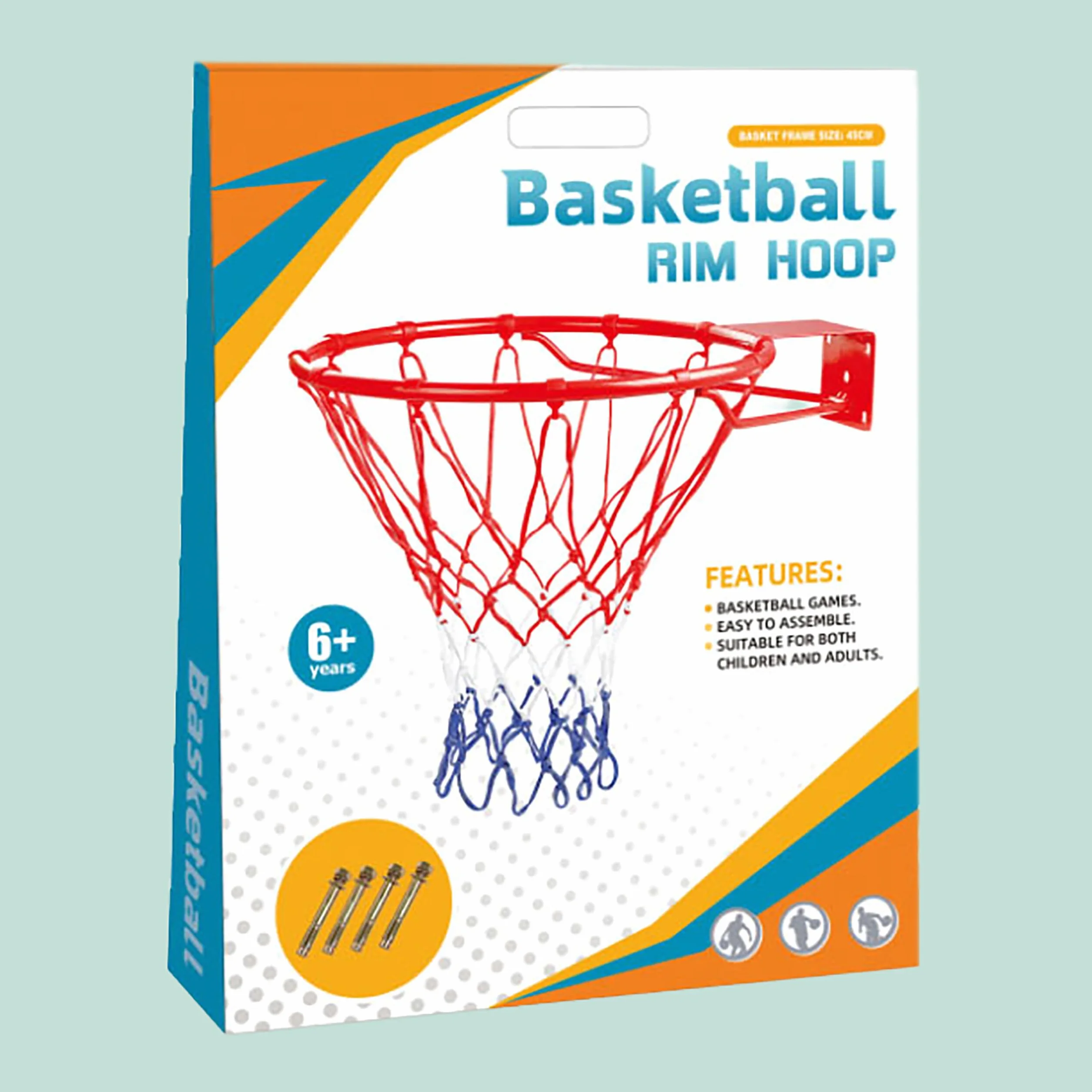Canasta de Baloncesto Relaxdays para Montaje en Pared, con Red y Tornillos, Apta para Exteriores, Ø: 45 cm.