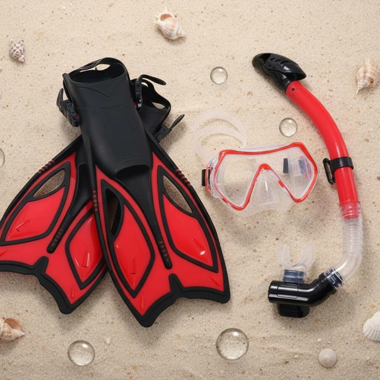 Amagogo Aletas y Máscara Equipo de Snorkel Conjunto Completo Gafas Visión Panorámica Silicona Flexible Tubo Seco Cierre Automático Aletas Ligeras Reducción de