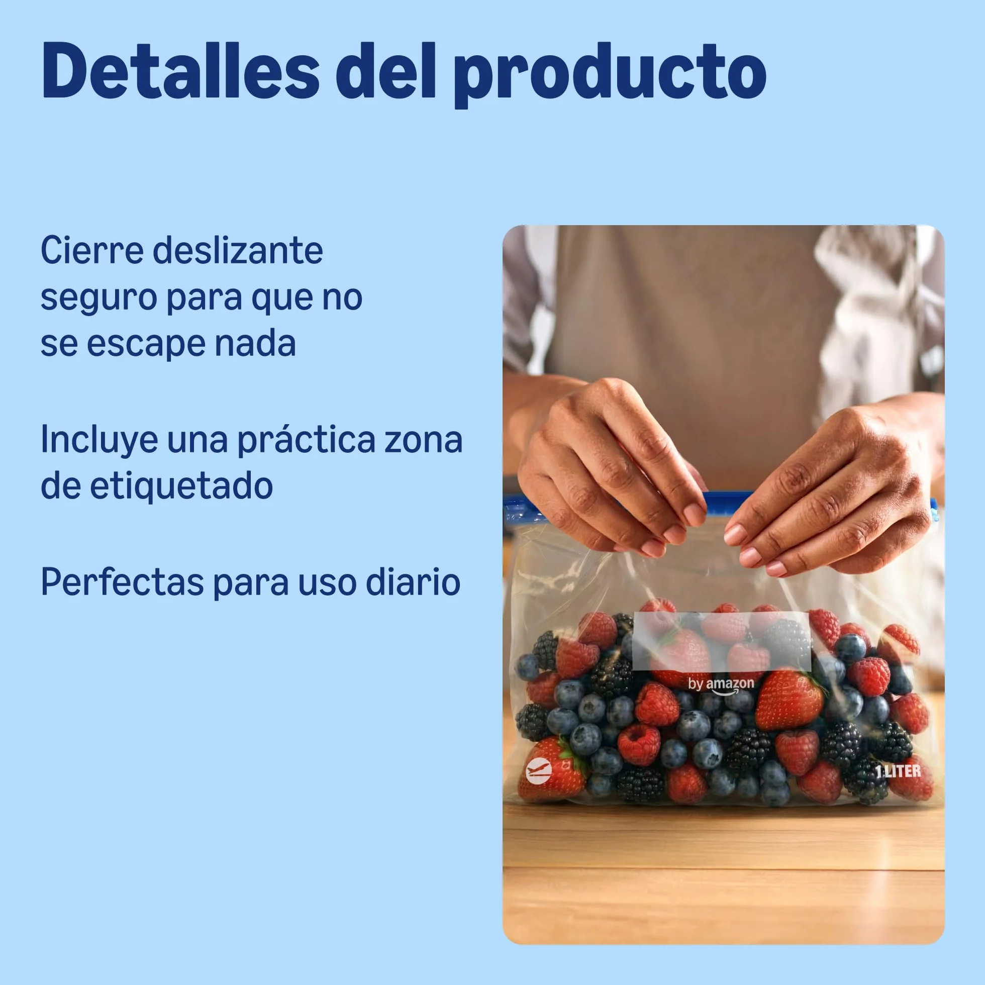 Bolsas de congelación con cierre deslizante Cremallera Amazon, 1 litro, 20 unidades