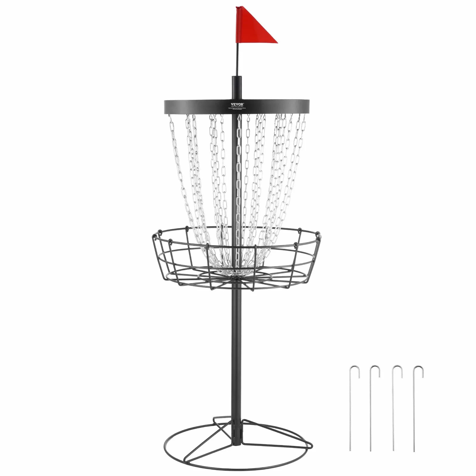 VEVOR Canasta de Golf con Disco de 24 Cadenas Objetivo de Golf con Disco de Acero Portátil Canasta de Golf con Disco para Uso Interior y Exterior, Equipo de Entrenamiento Profesional, Negro