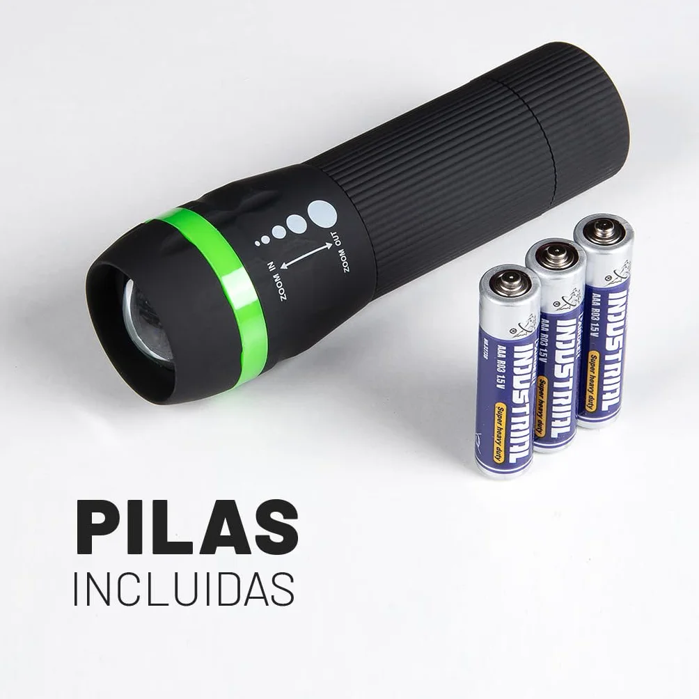 ABSINA Mini Linterna LED Niños 60 Lúmenes 110m Alcance Foco Ajustable con Batería