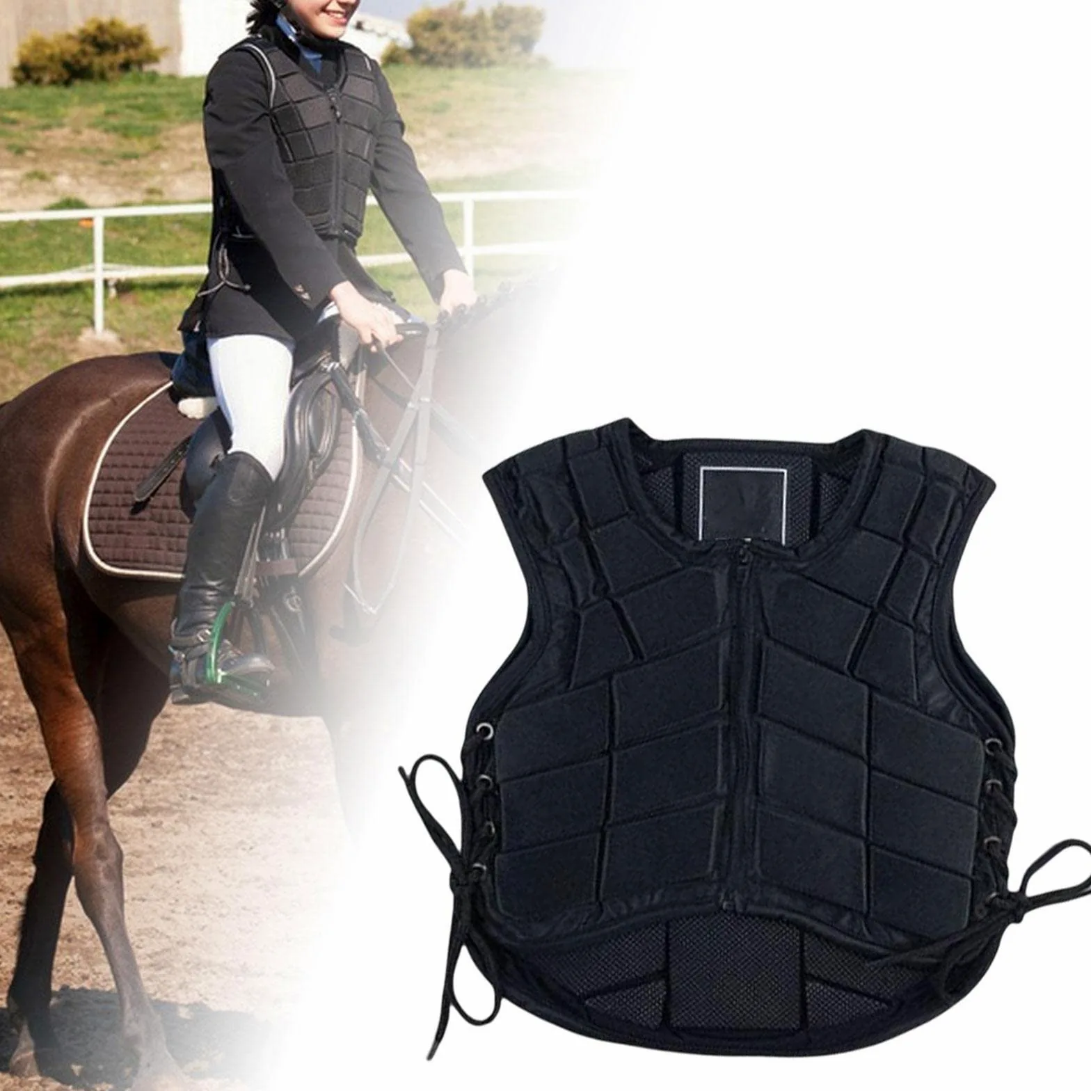 Chaleco de Equitación, Chaleco de Equitación para Hombre, Protector Transpirable, Protector Deportivo Profesional Ajustable de EVA, Chaleco de Entrena