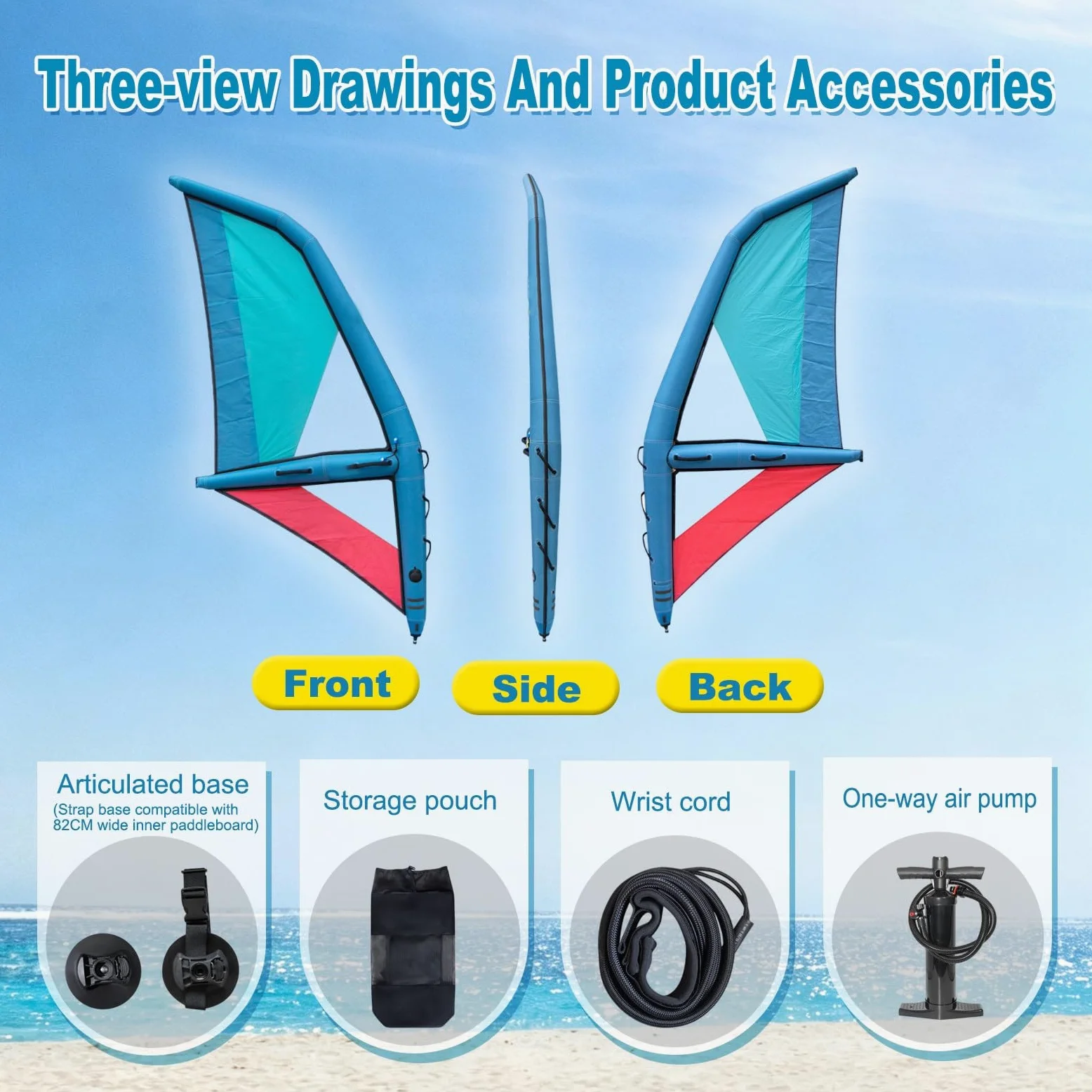 Vela Paddle Board Hinchable con Tejido Reforzado Sup | Vela Portátil Con Ventana PVC, Bomba, Bolsa Transporte Y Base Articulada Para Actividades Náuticas
