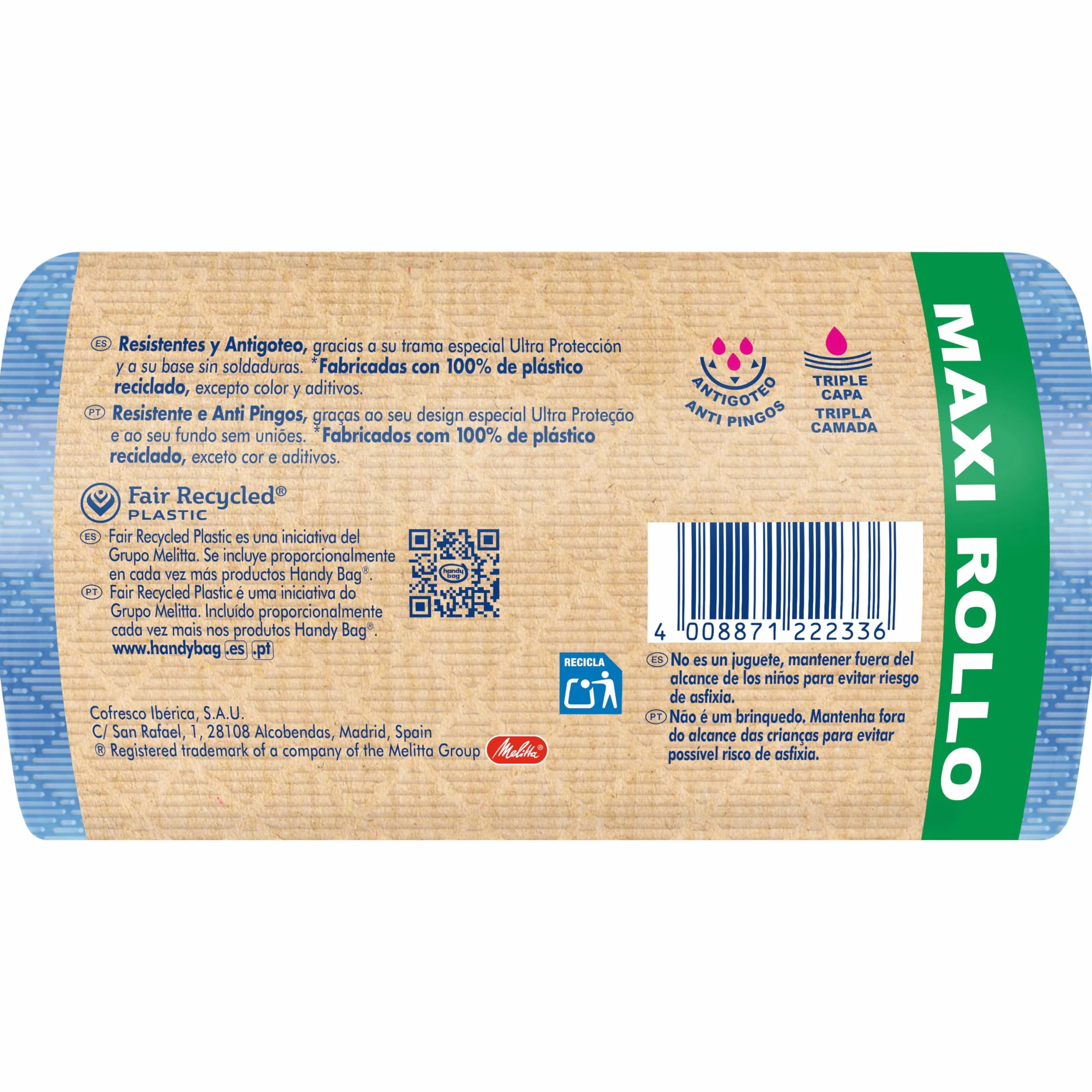 Bolsas de Basura Resistente Antigoteo Autocierre Maxi Rollo 30L 20 Bolsas Reciclado
