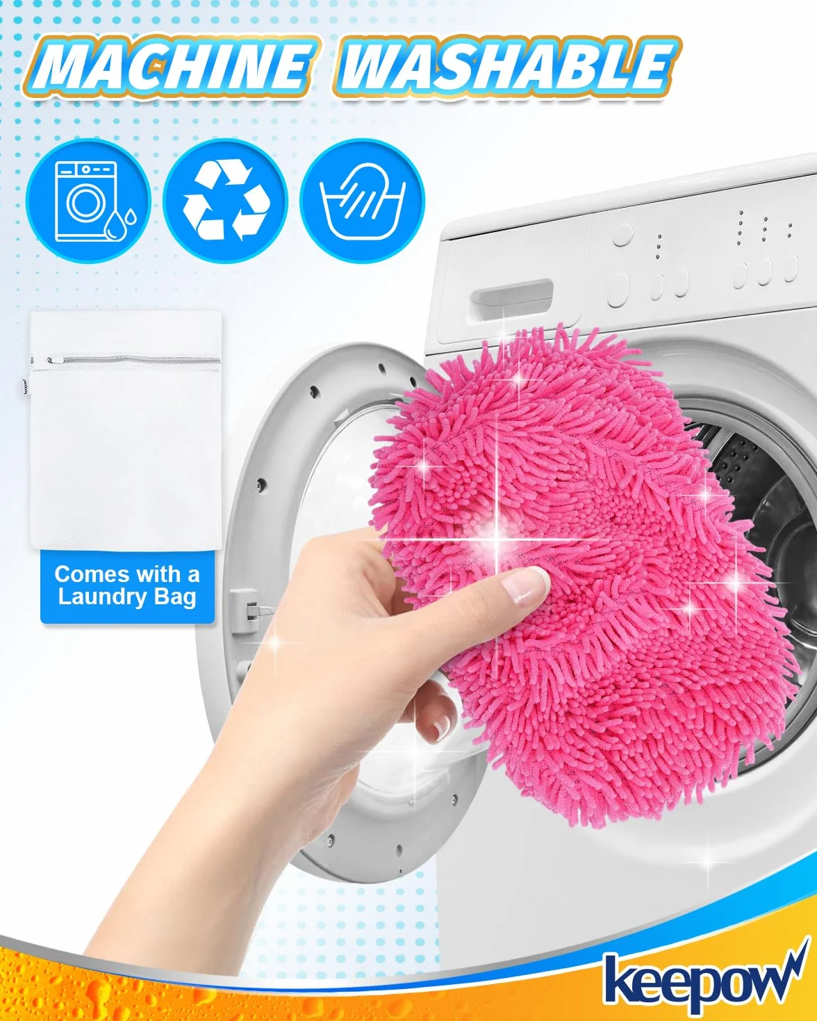 Toallitas de suelo reutilizables para Swiffer, microfibra rosa, 2 unidades, húmedas y secas, gran absorción de polvo