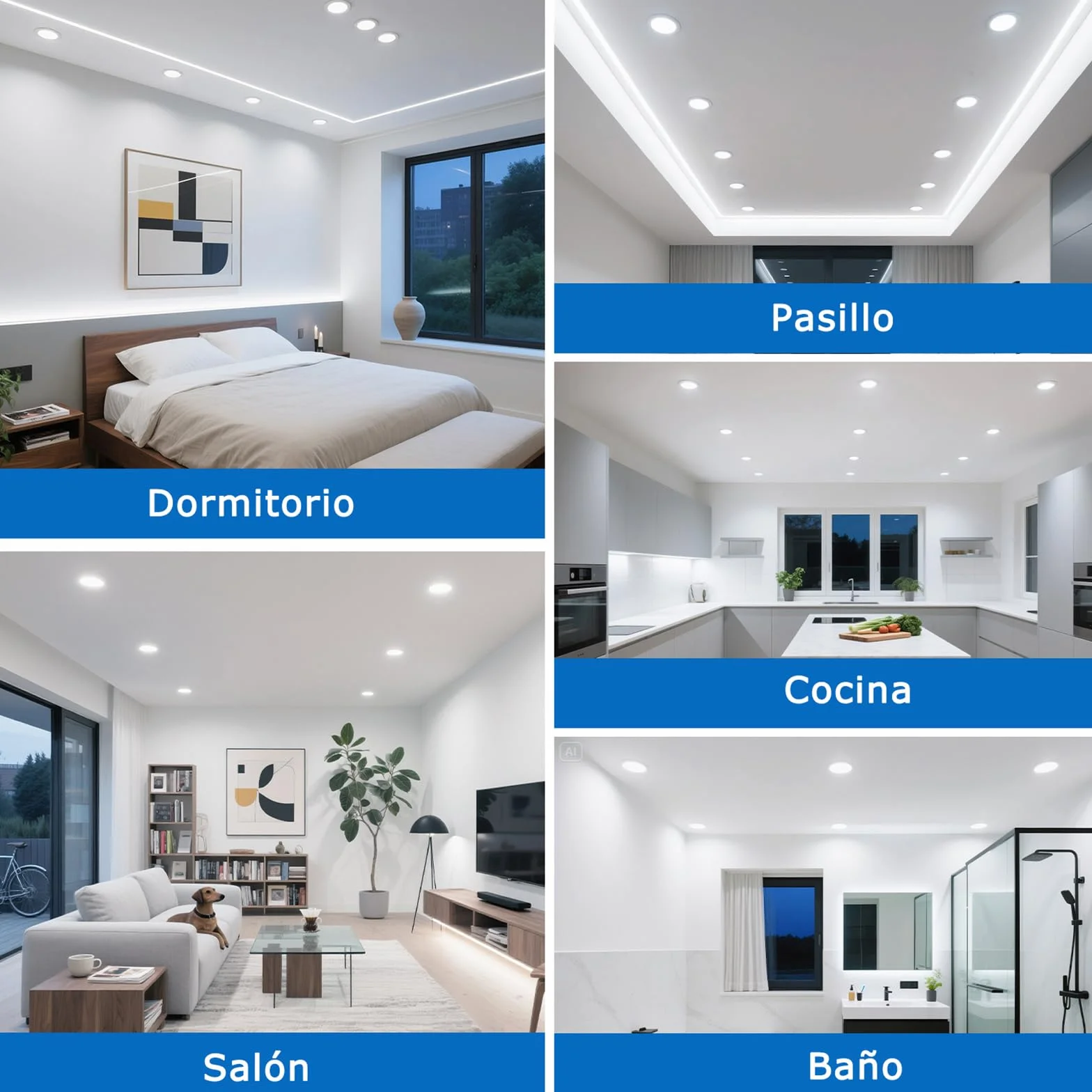 ZIZZLER Downlight Led Empotrable 6000K Blanco Frio 5W IP44 Corte 68-80mm Pack 40 220V-240V