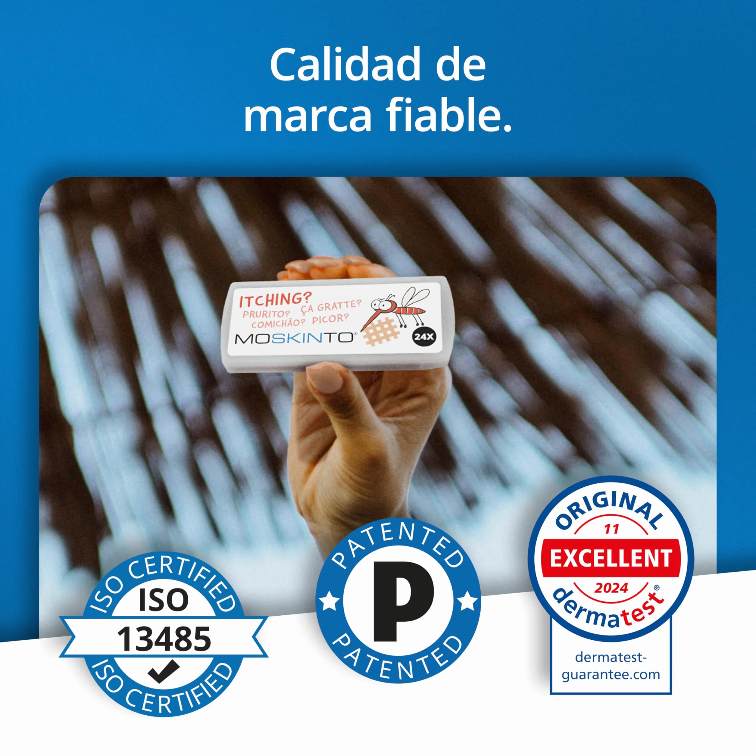 Moskinto Parches Antimosquitos para Picaduras - Alivia Picazón - 24 Piezas - Beige