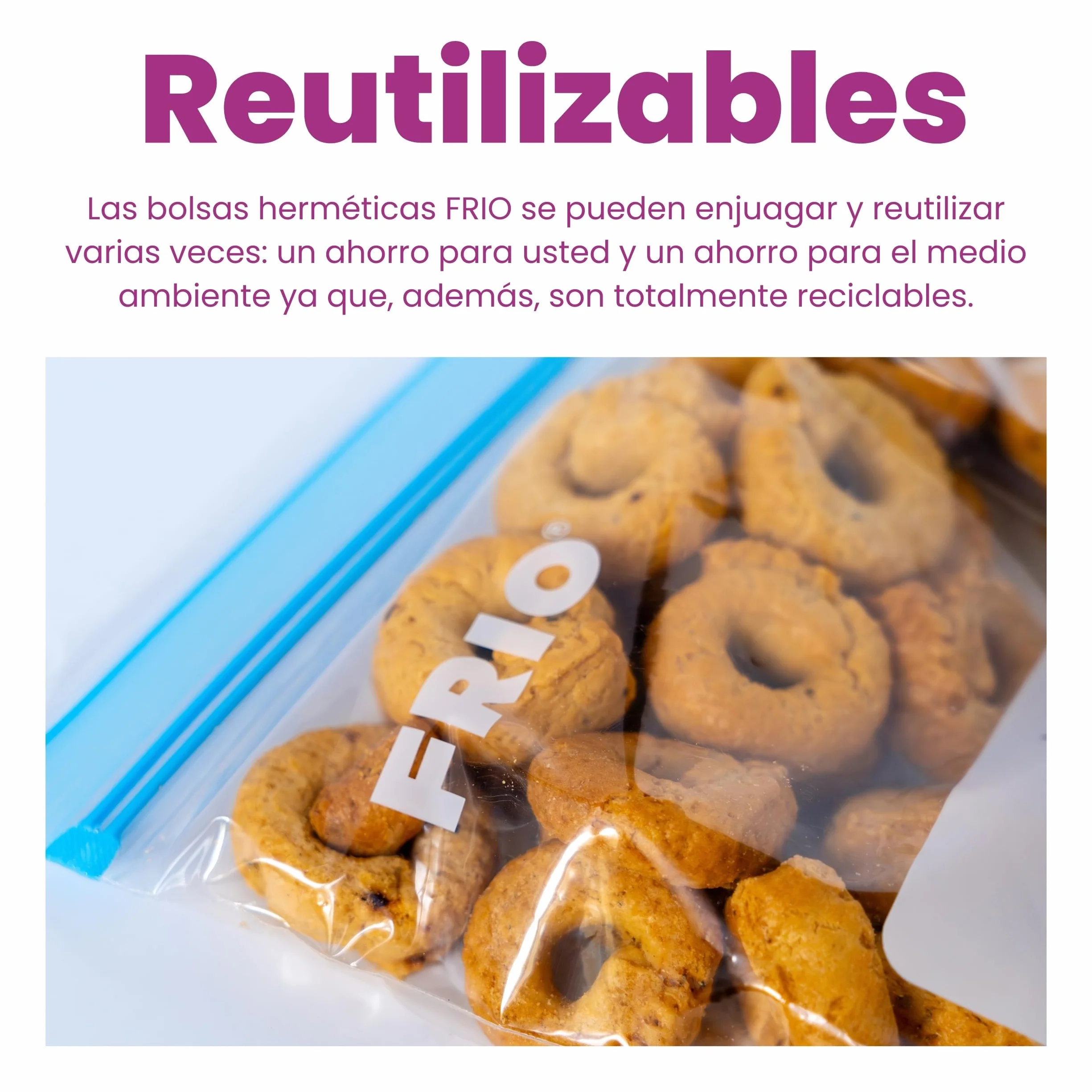 FRIO Bolsas grandes para congelar 6L Talla L 29x42 cm reutilizables cierre hermético sin BPA