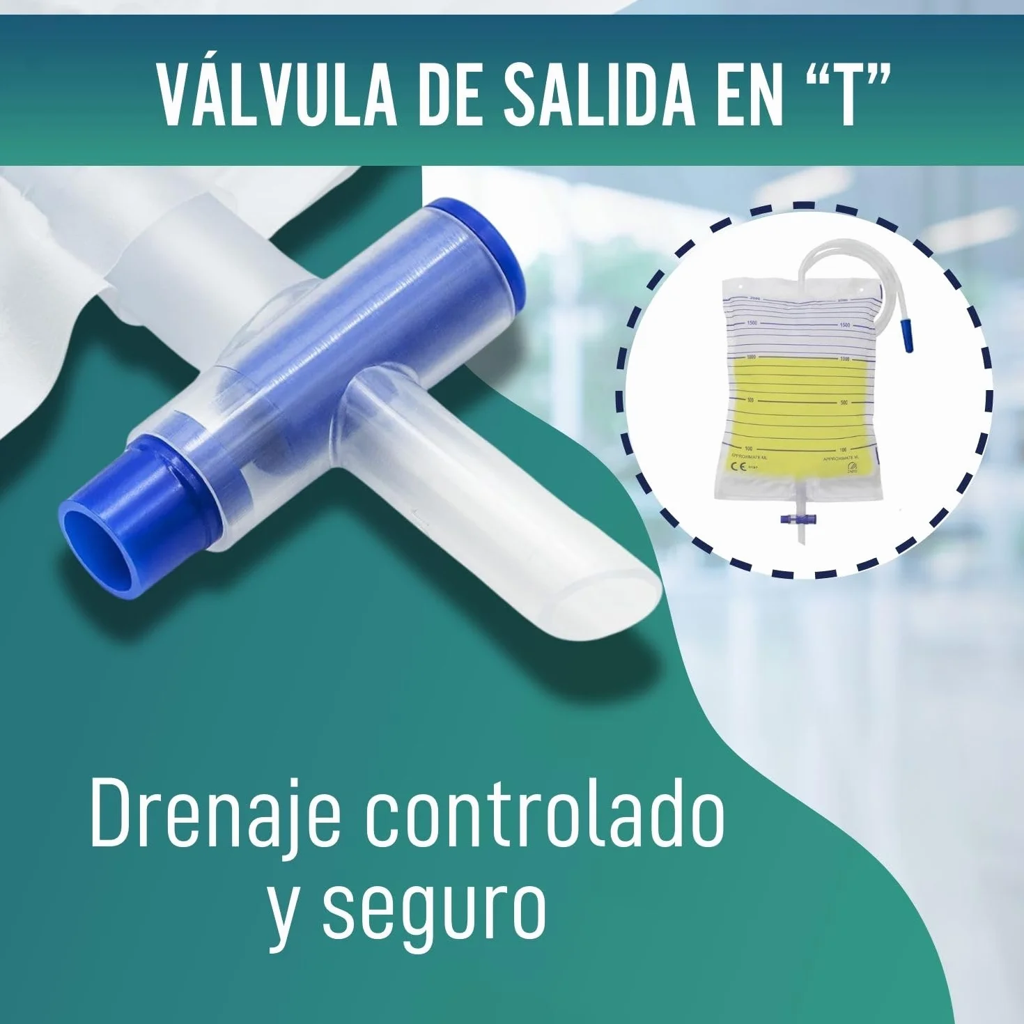 OrtoPrime Bolsa de Orina 2 Litros Válvula Antirreflujo Grifo Tubo 120cm Pack 25 Unidades