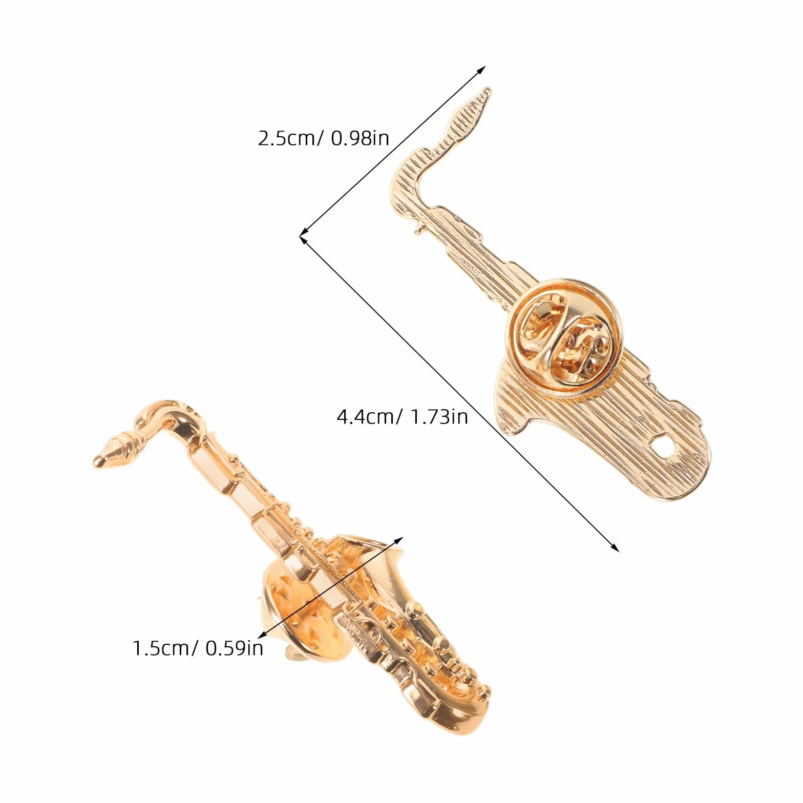 Genérico Pin de Solapa de Saxofón 2 Unidades, Prendedor Metálico Diseño Vintage para Músicos y Fans, Adecuado para Mochilas y Ropa en Conciertos y Actividades Cotidianas