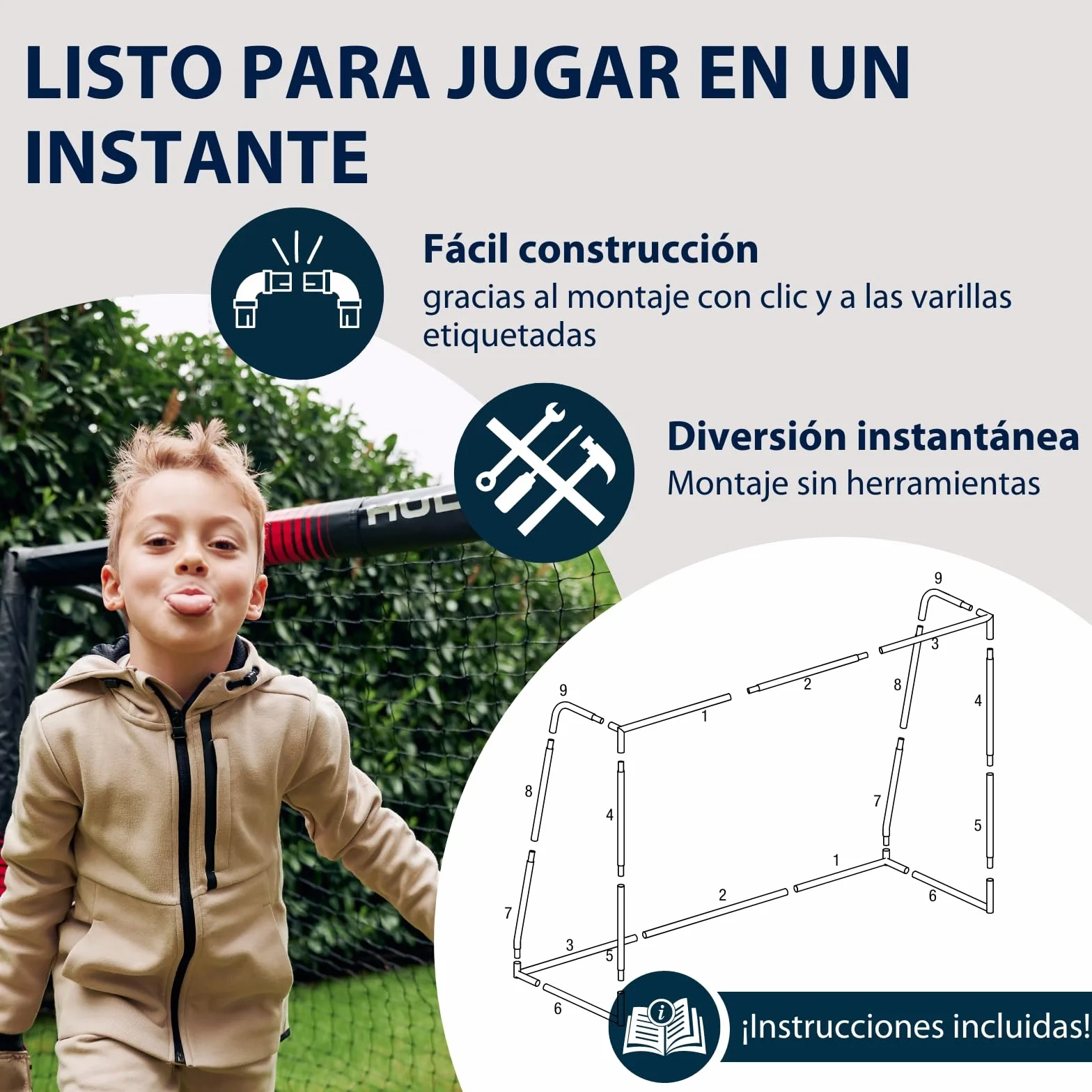 HUDORA Portería de Fútbol Pro Tect - Portería acolchada con red para niños y adultos