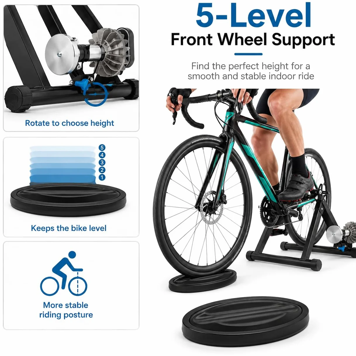 Home Trainer Bicicleta Entrenador de Bicicleta Home Trainer Diseño Ajustable Fluid Bike Trainer Banco de Entrenamiento de Bicicleta Fluido,Adecuado para Bicicletas de 26-29 Pulgadas, Bicicletas de