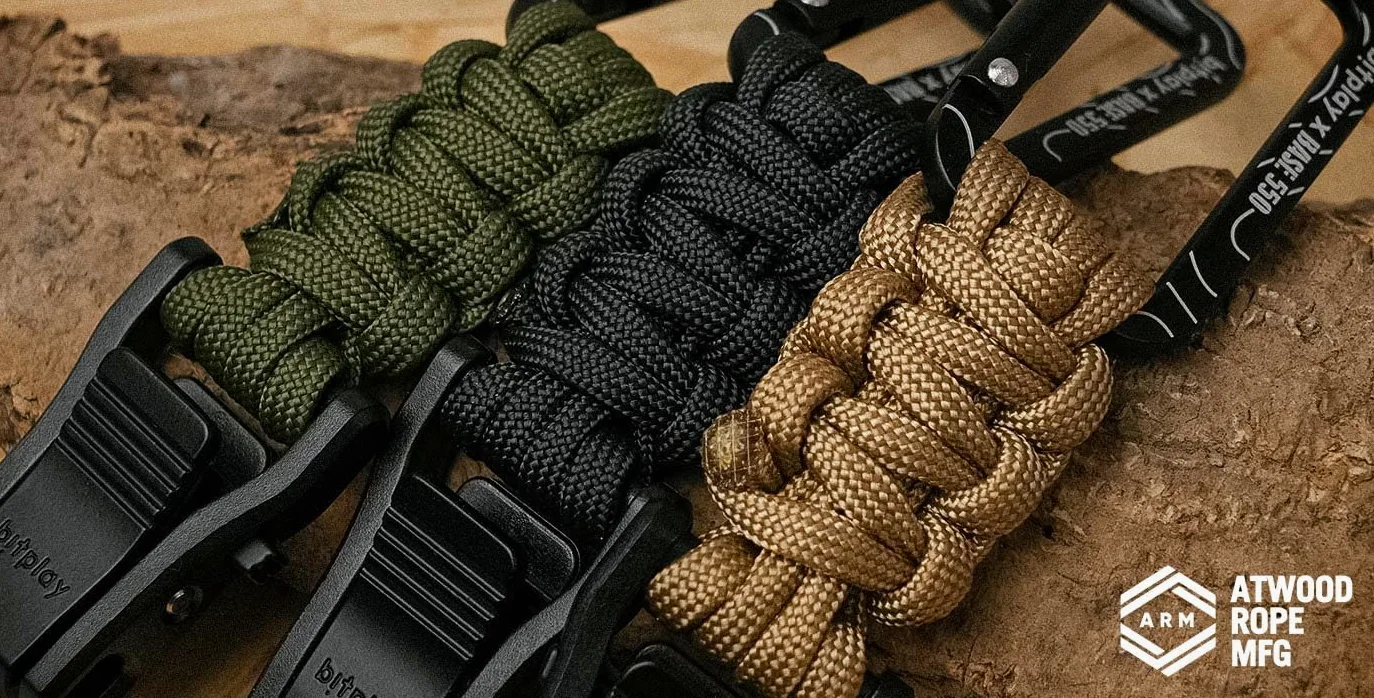 Bitplay Base550 - Mosquetón paracord de liberación rápida para aventuras al aire libre, camping, senderismo, gimnasio, hamacas, llaveros y otros artículos utilitarios