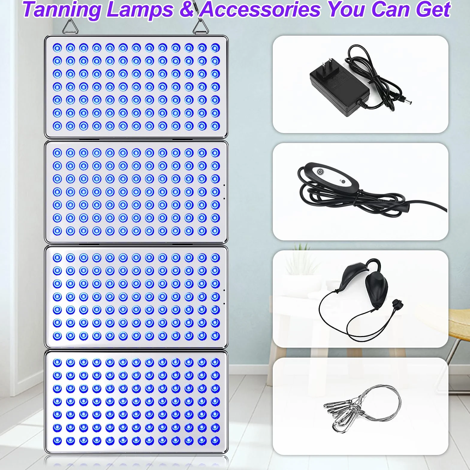 Cozion Lámpara bronceadora 48W 364 LED doble cara plegable para cara y cuerpo