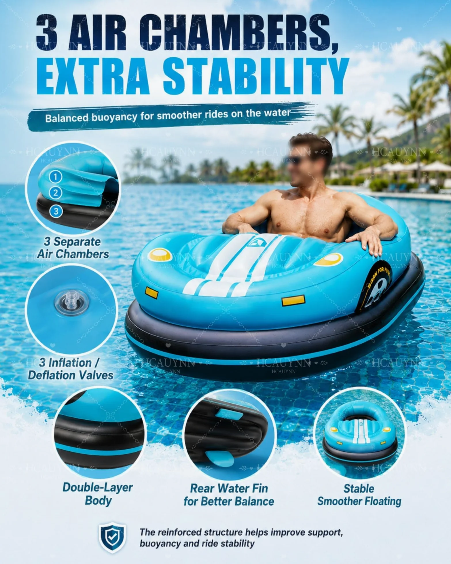 Bote Motorizado, Carga 120 kg, Cuerpo Inflable de Doble Capa Blue | Joystick 360°, Dos Módulos de Energía, Duración 40–60 Min, Uso Adulto en Piscina