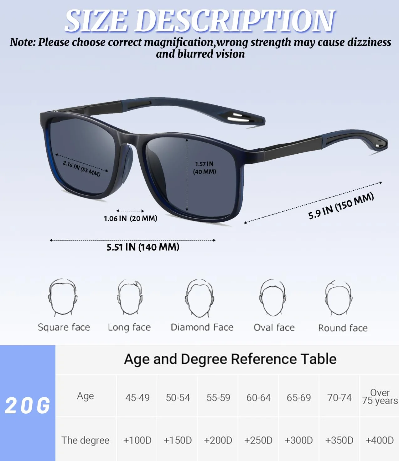 Hubeye Gafas de lectura deportivas ultraligeras anti luz azul 2.50 Negro Naranja Azul