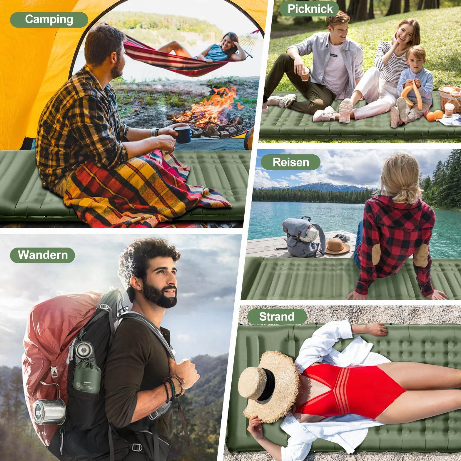 Esterilla Camping Autoinflable,12cm de Espesor Colchon Hinchable Camping con Bomba De Pie,Colchón Autoinflable para Acampada para Playa,Senderismo,Tienda de Campaña