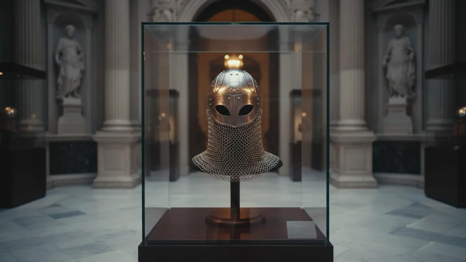 Históricalmuseum - Casco de viaje con diseño de brazo medieval con chainmail, con soporte para freé