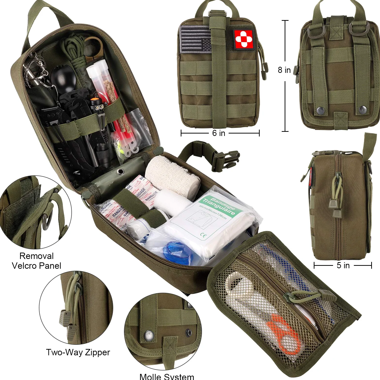 Kit de 216 herramientas de supervivencia de primeros auxilios, equipo profesional de supervivencia para primeros auxilios para emergencias, senderismo, hunting, desastres, campamento, aventuras, color