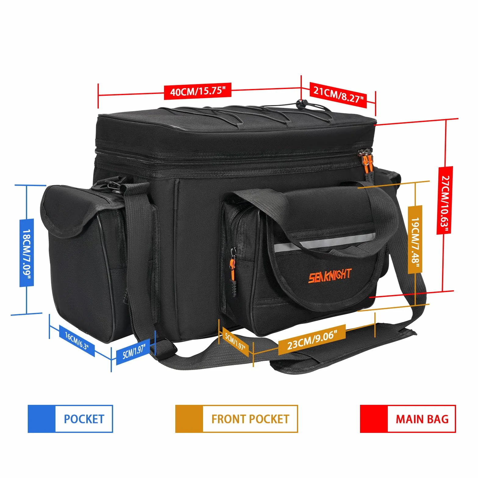 Seaknight Bolsa de pesca de un solo hombro, bolsa de pesca de carpa, bolsa de pesca en el mar, bolsa de camuflaje al aire libre, bolsa de viaje para senderismo, L - Negro, Para exteriores