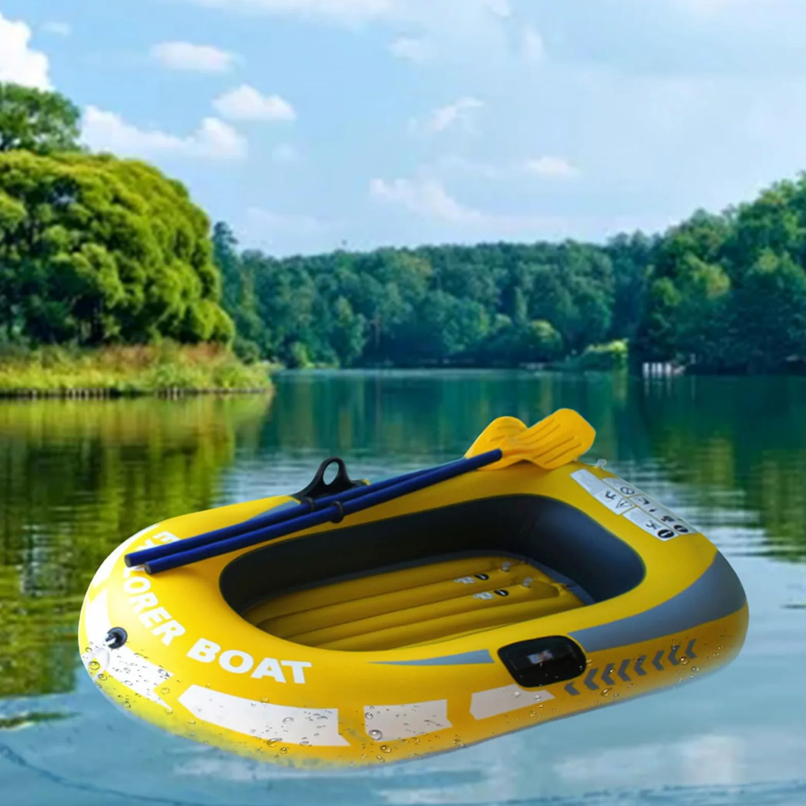 Kayak de barco inflable - embarcación de rafting portátil, moto acuática bomba de aire | Kayak plegable ligero para el uso de aventura en el lago, fuselaje resistente a la punción duradera con ranuras