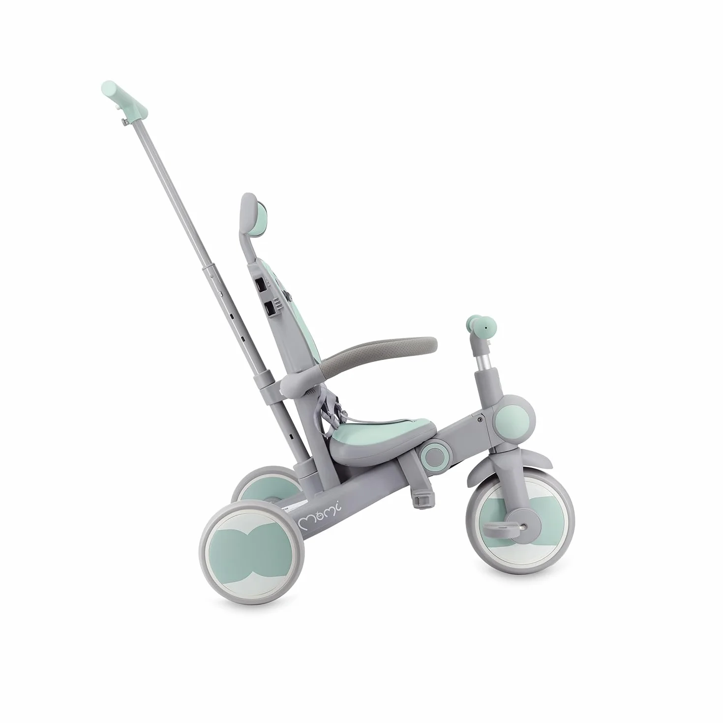 Triciclo Infantil MoMi 4 en 1 SOLIVIA con Mango telescópico, arnés de 5 Puntos, para niños a Partir de 12 Meses, con Capota Que Protege del Sol, Ruedas de PU, Bolsa y portavasos
