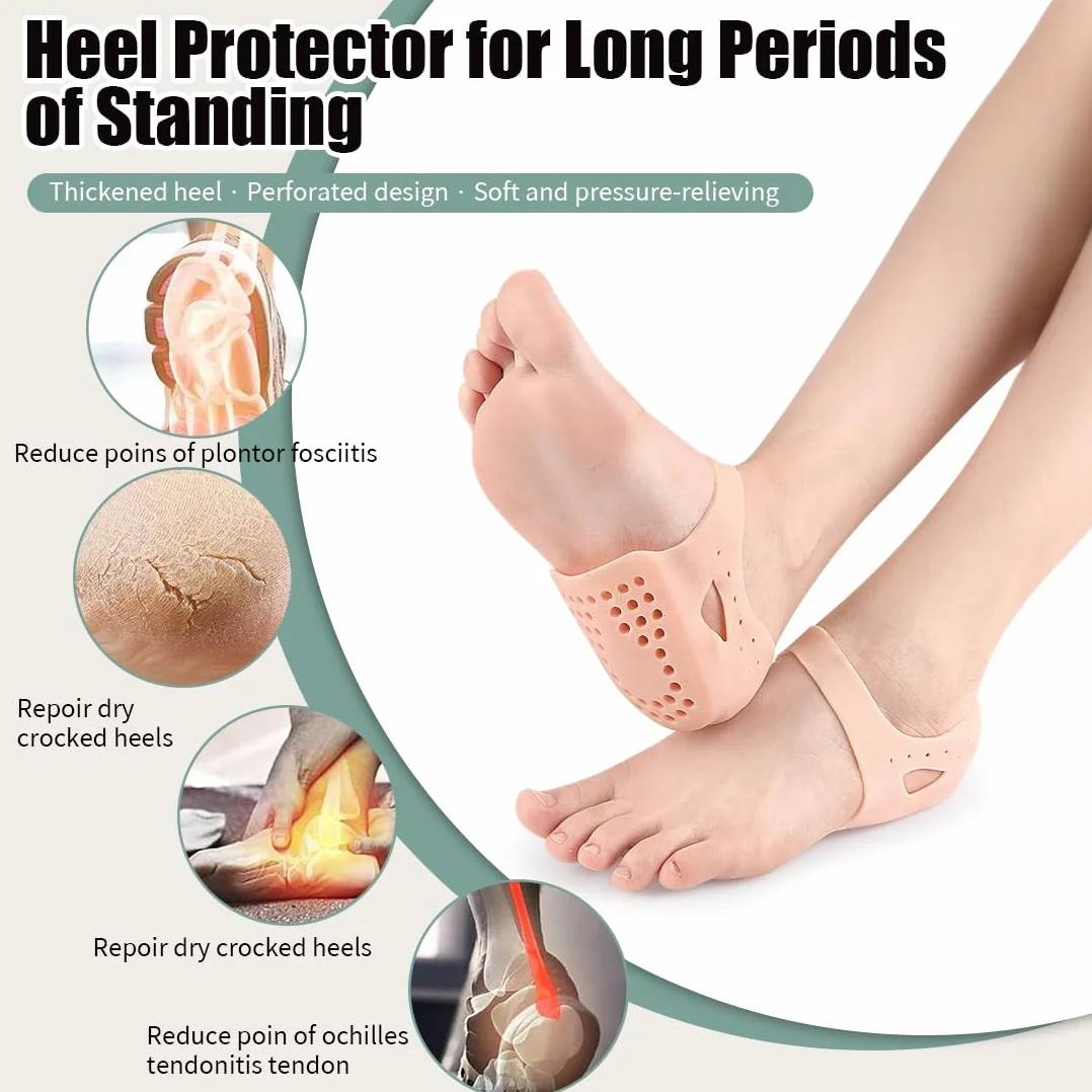 Protector de Talón de Gel para Fascitis Plantar - Copa de Talón, Talla 36-43, Alivia Dolor de Tendón de Aquiles