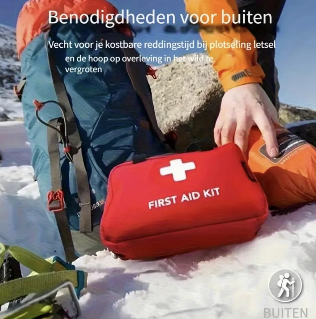 Paquete de emergencia - Bolsa de primeros auxilios de alta calidad con 200 artículos - Incluye enjuague para los ojos, 2 paquetes fríos y mantas de emergencia para el hogar, la oficina, el coche o la