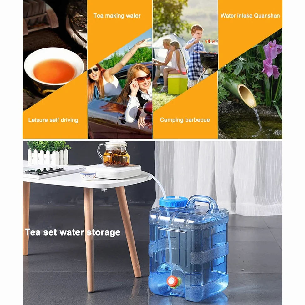 Starnearby Bidón de agua de 5 L ~ 22 L, con grifo, depósito de agua, portátil, depósito de agua, bidón de agua potable, sin BPA, para exterior, camping, almacenamiento de bebida (22 L)
