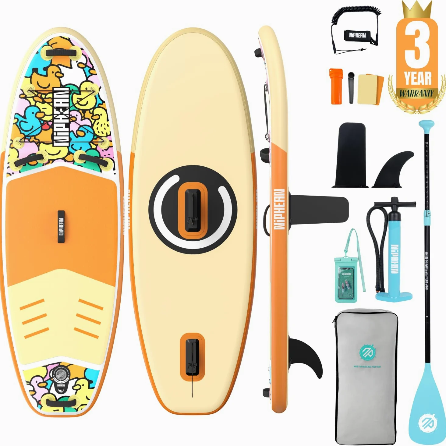 Niphean Tabla Paddle Surf Hinchable con Accesorios 320cm/230cm Sup | Tabla Paddle Surf Rígida, Antideslizante, Kit Reparación, Adultos, Jóvenes, Principiantes, Yoga