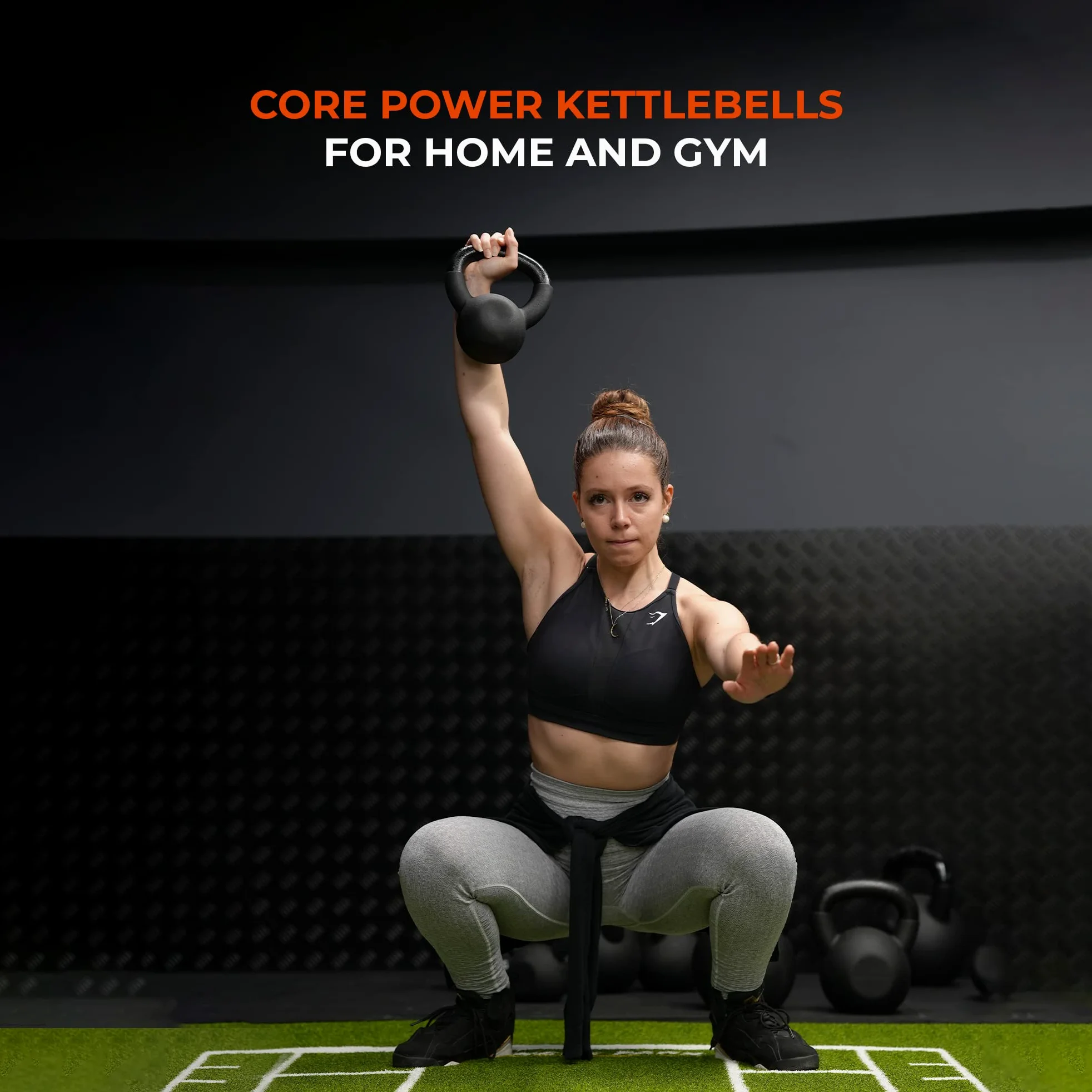 Core-Power Cast Iron Kettlebell 32kg | Kettlebell de Hierro Fundido 4-32kg Gimnasio, Fitness y Crossfit | Huella de Goma para Proteger el Suelo