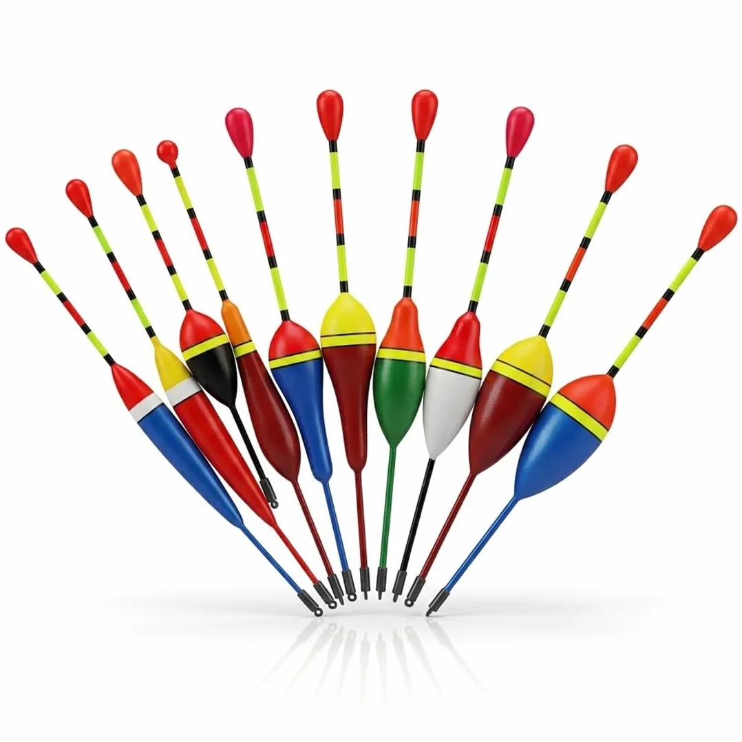10 Piezas Set de Boyas de Pesca - Flotadores para Pesca y Boyas de Trucha con Plomos de Pesca - Kit Completo para Lagos, Estanques y Ríos (10 Tamaños)