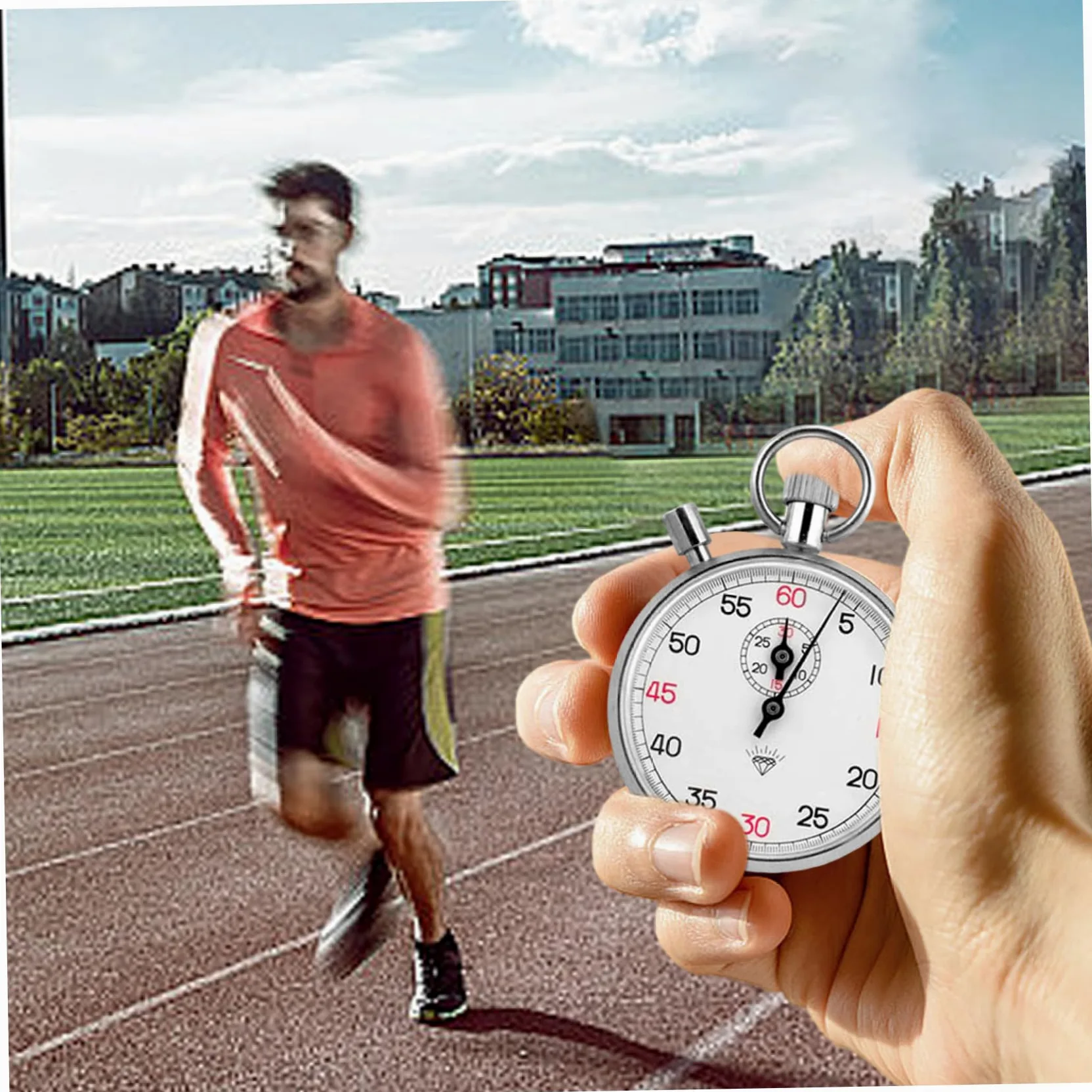 Stop Watch Stopwatch analógico mecánico de Acero Inoxidable con un Temporizador portátil para Correr, Entrenamiento y experimentos